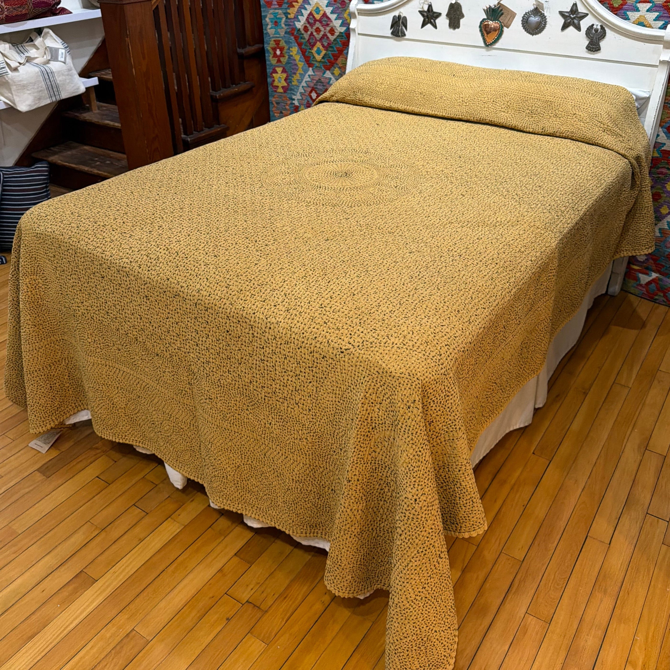 Hand Stitched Warm Sand Cotton Queen Quilt India