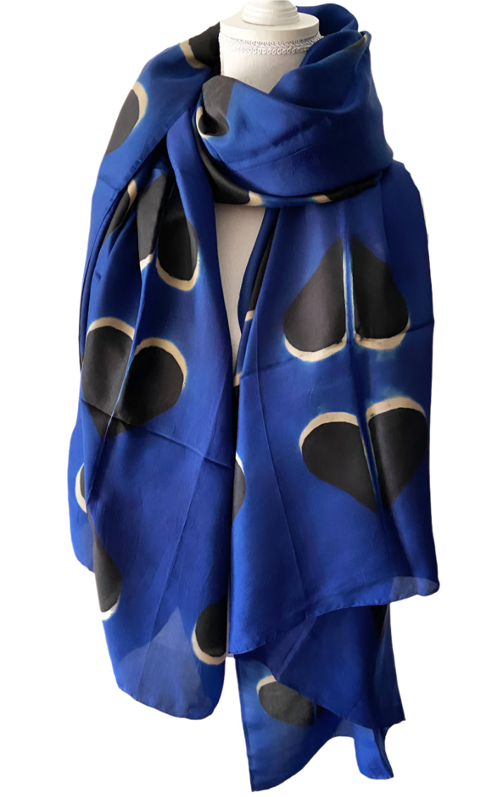 Shibori  Silk Blue Heart Scarf India