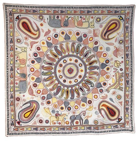 West Bengal Replica Vintage Nakshi Kantha Wall Hanging India (39" x 39")