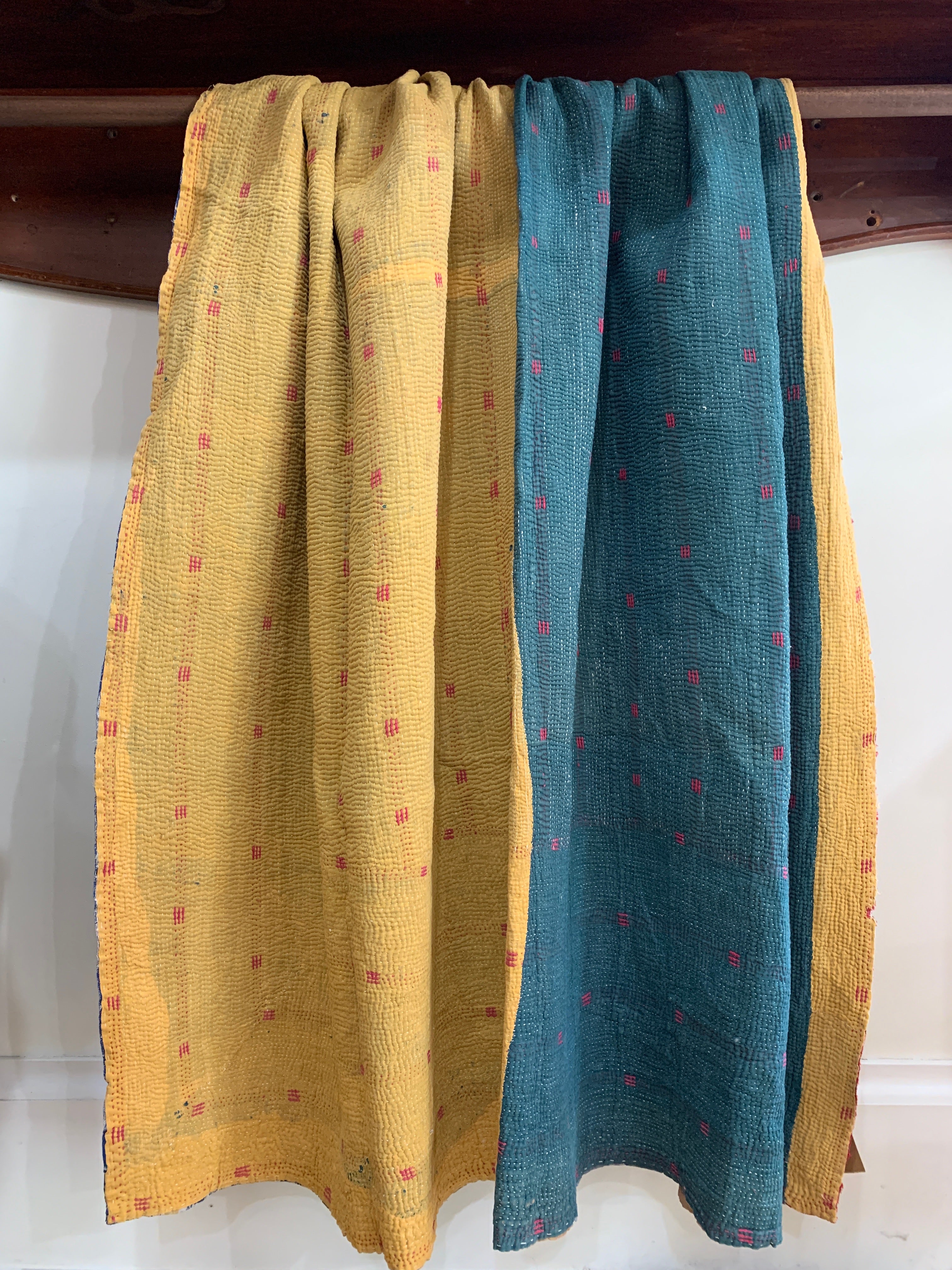 Handmade Kantha Block Patchwork Quilt India
