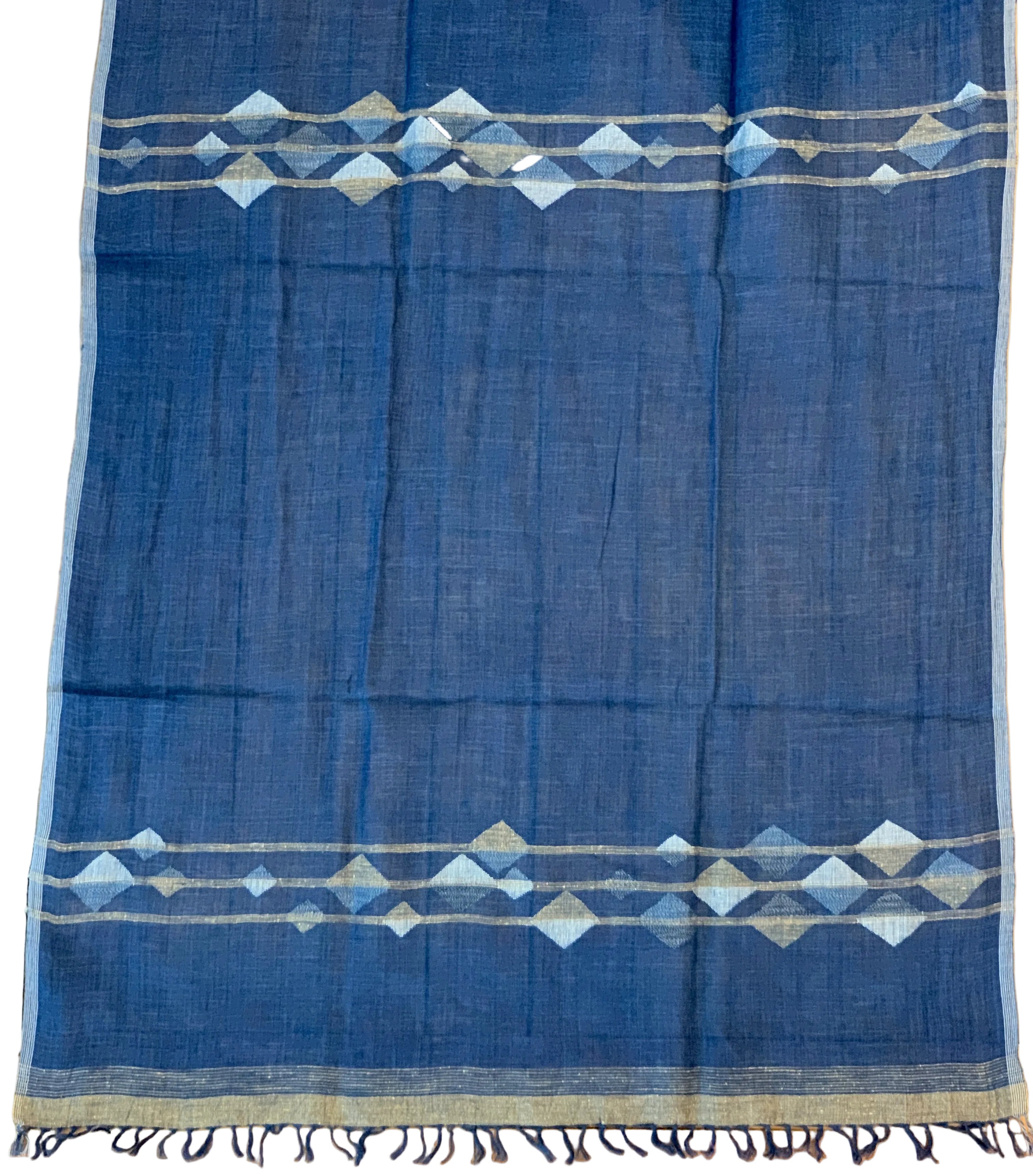 Handwoven Jamdani Waves Cotton Scarf India