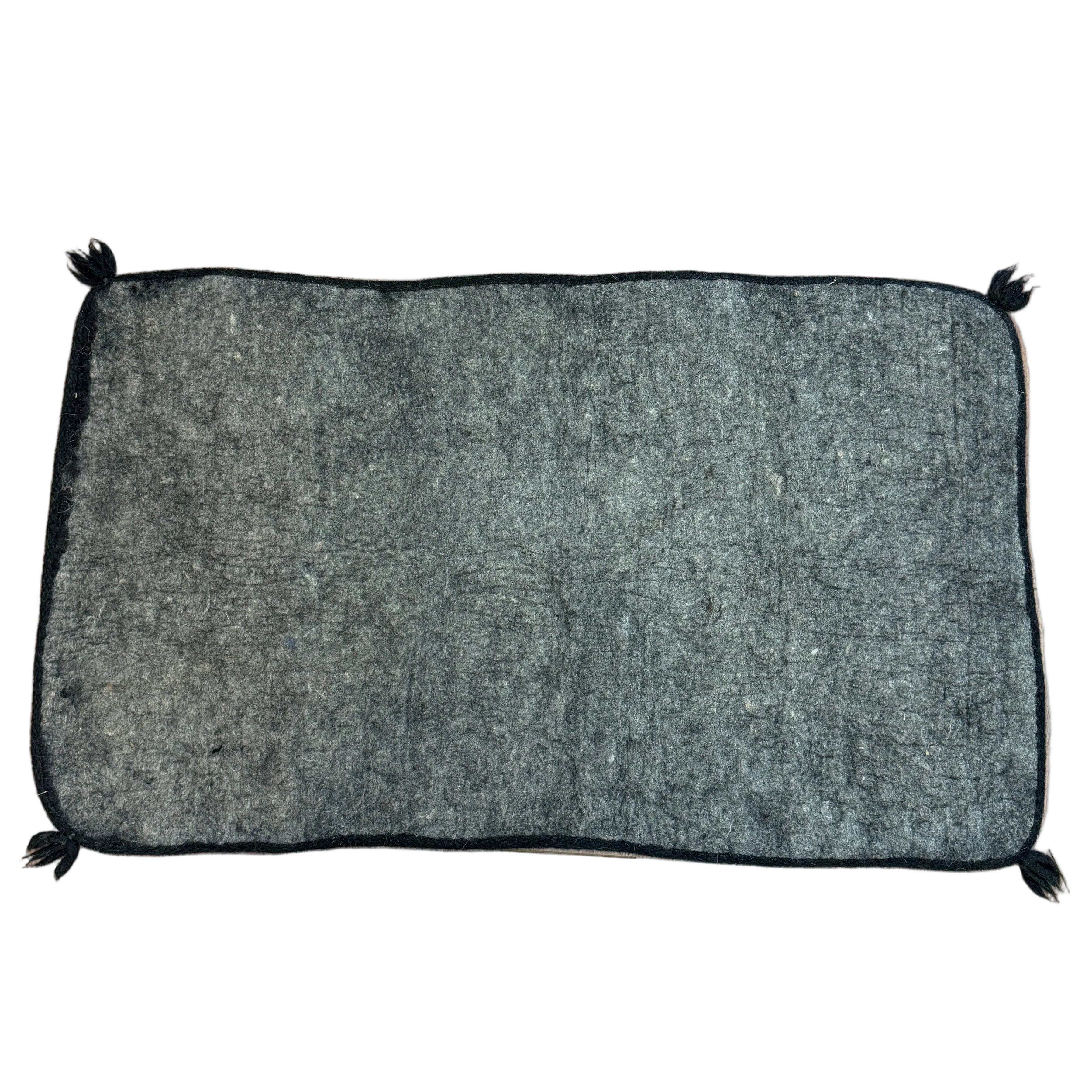 Handmade Wool Felt Pony White Rug Afghanistan (30x48)