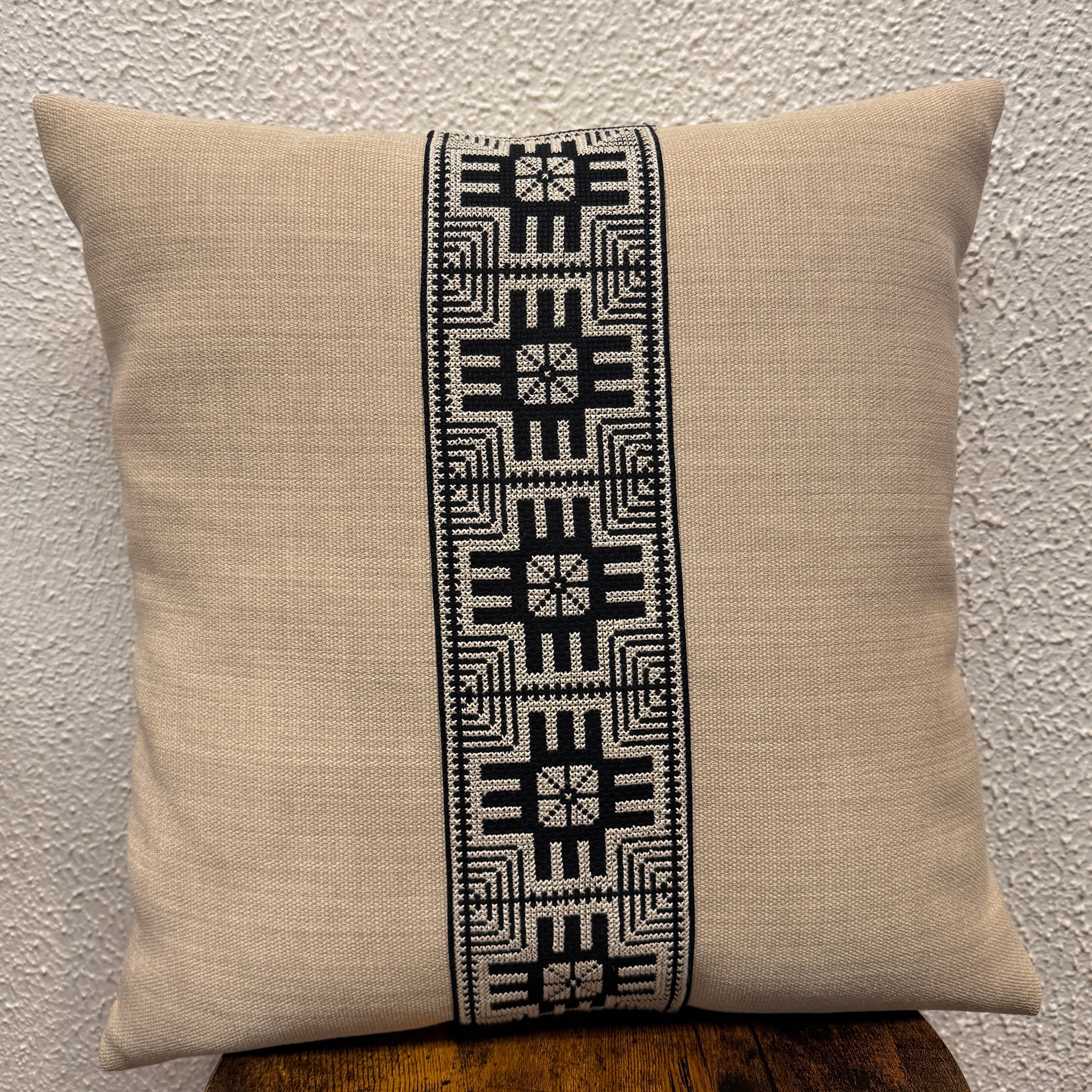 Embroidered Moon Cream Pillow Palestine (18 x 18)