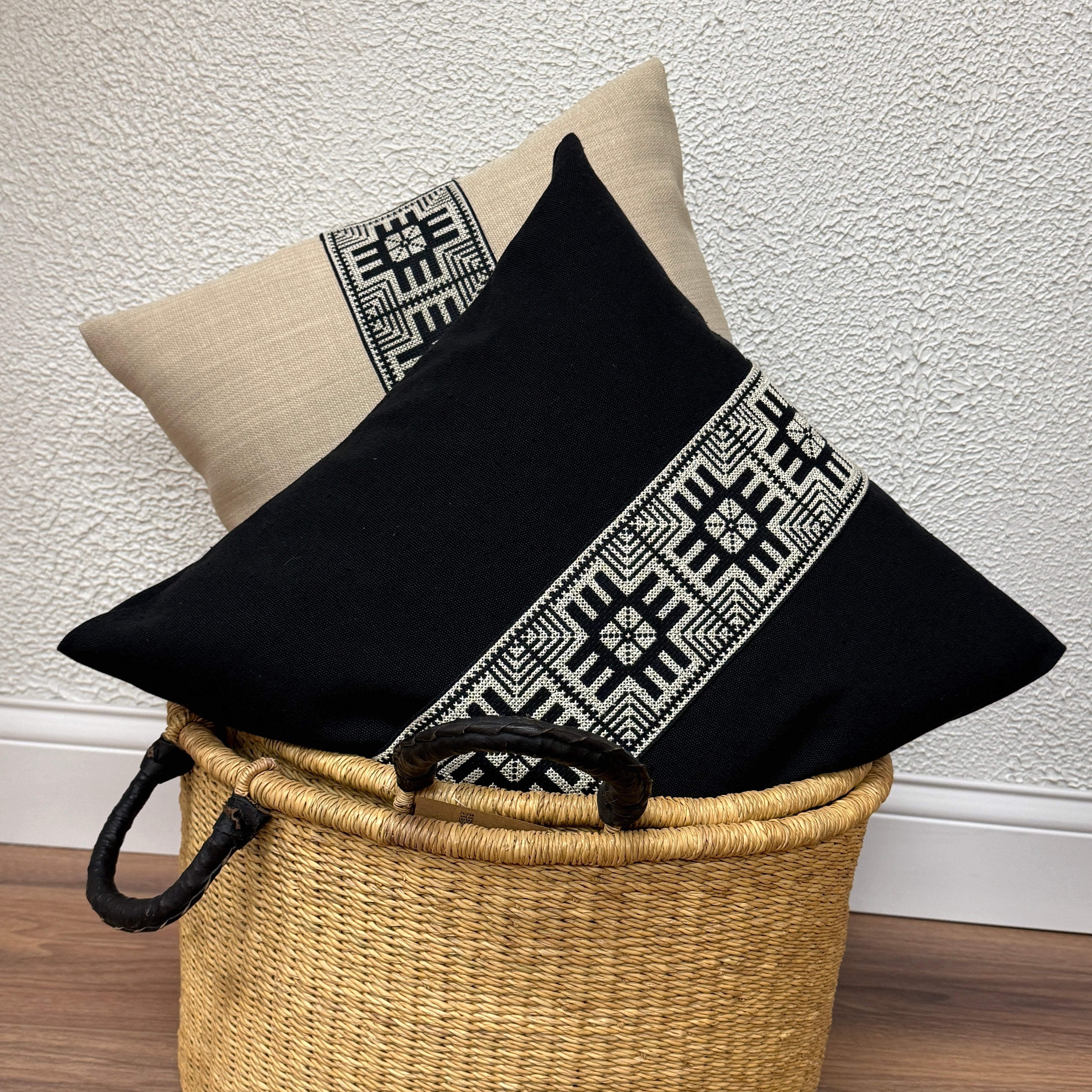 Embroidered Moon Black Pillow Palestine (18 x 18)
