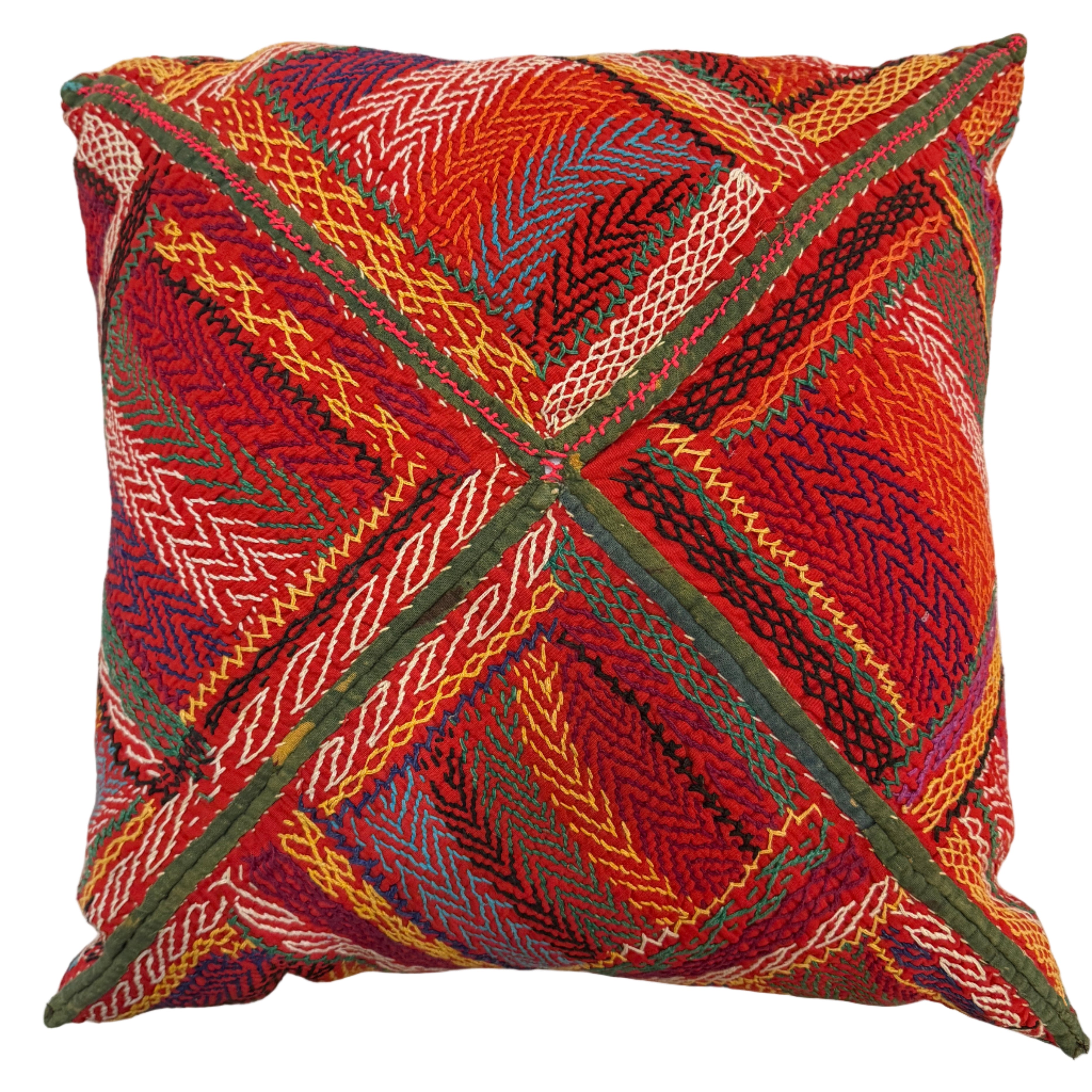 Hand Stitched Vintage Banjara Pillow India 18 x 18