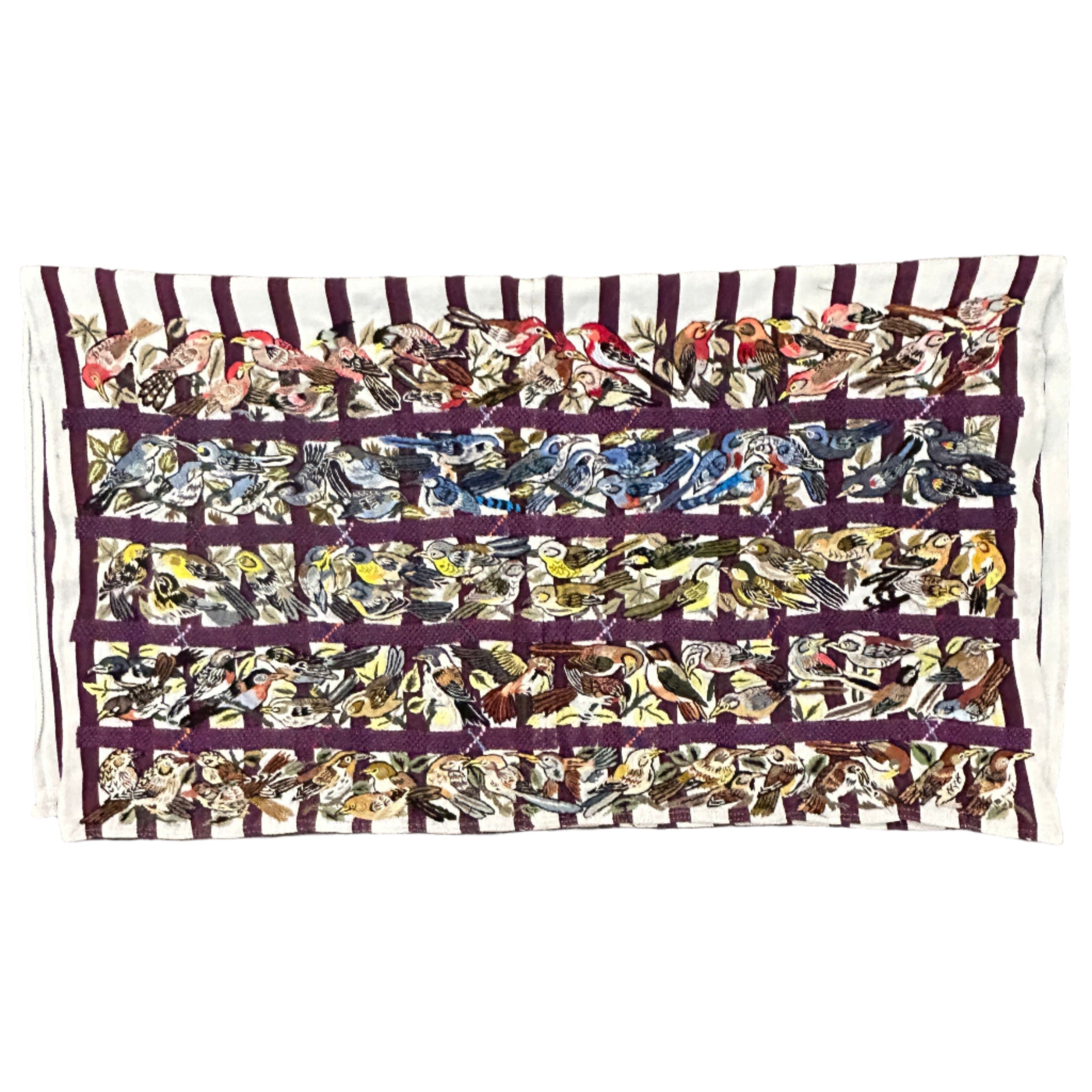 Traditional Bird Hand Embroidery on Cotton Guatemala  (14" x 26")