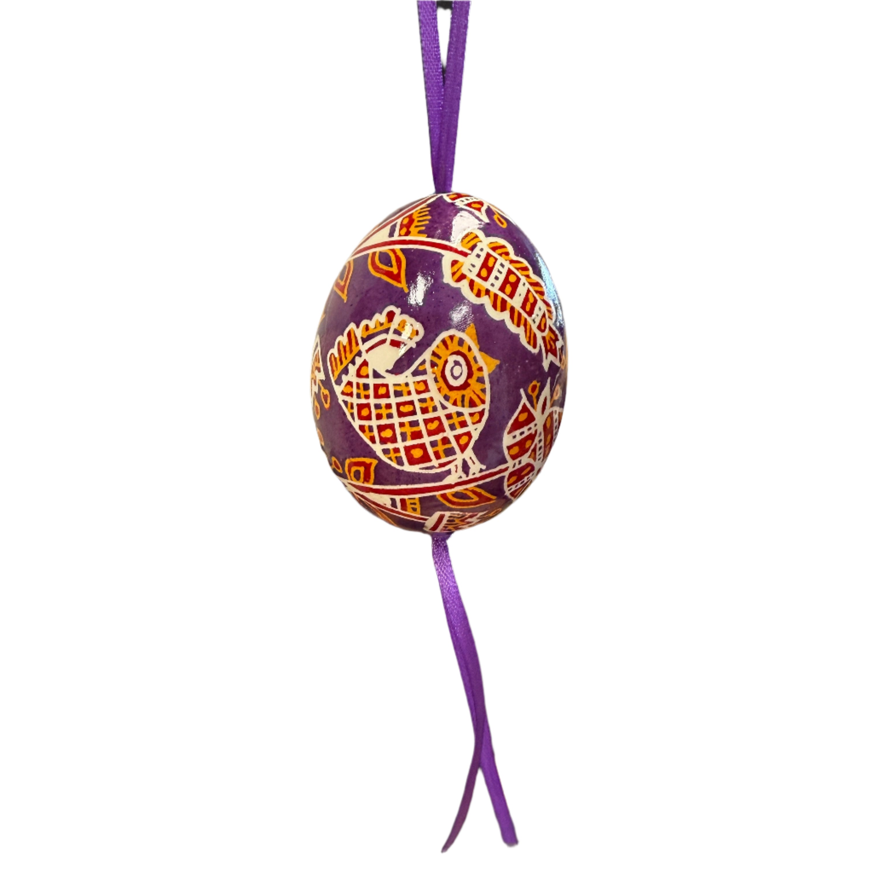 Hand Painted Pysanka Purple Easter Egg Ukraine