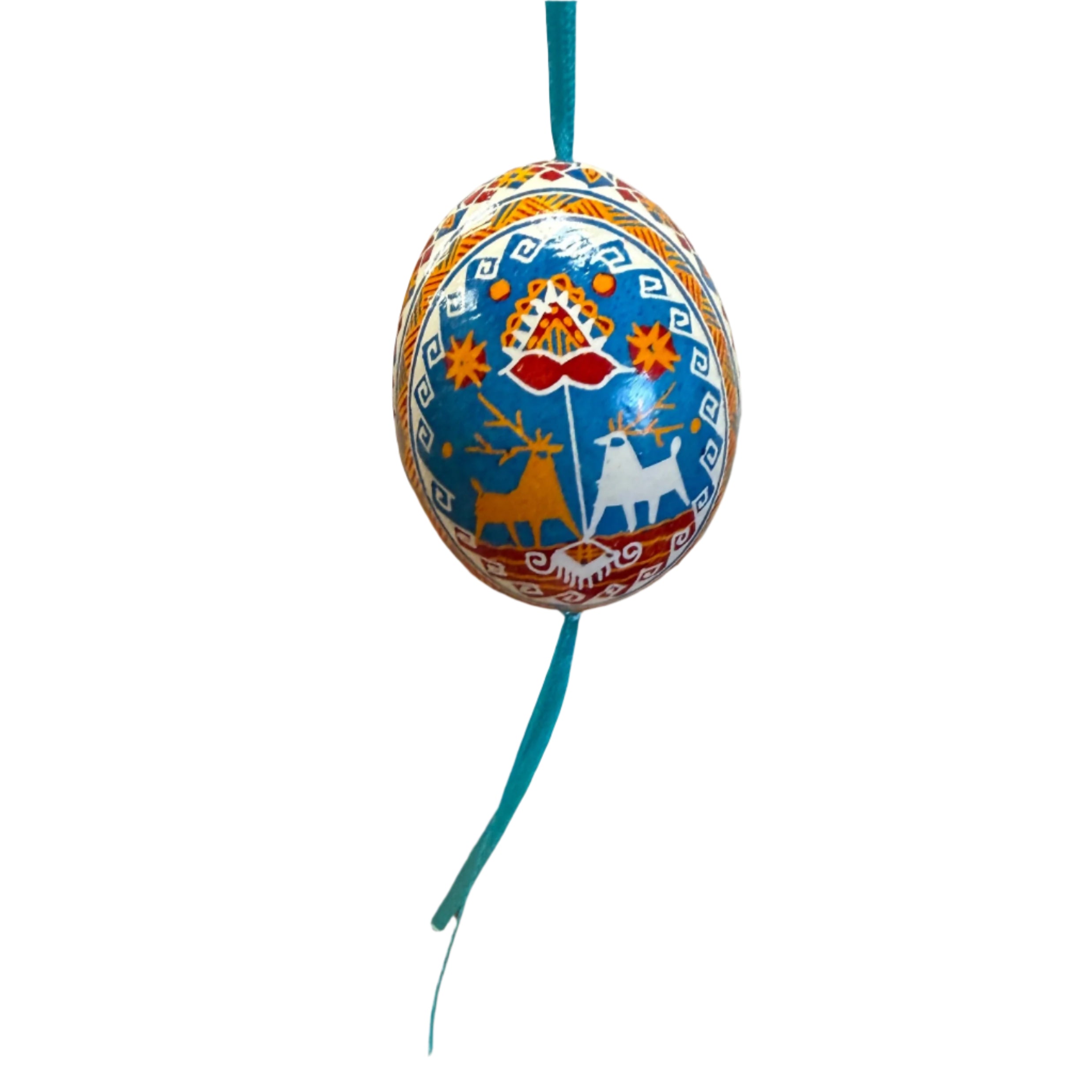 Hand Painted Pysanka Blue Easter Egg Ukraine