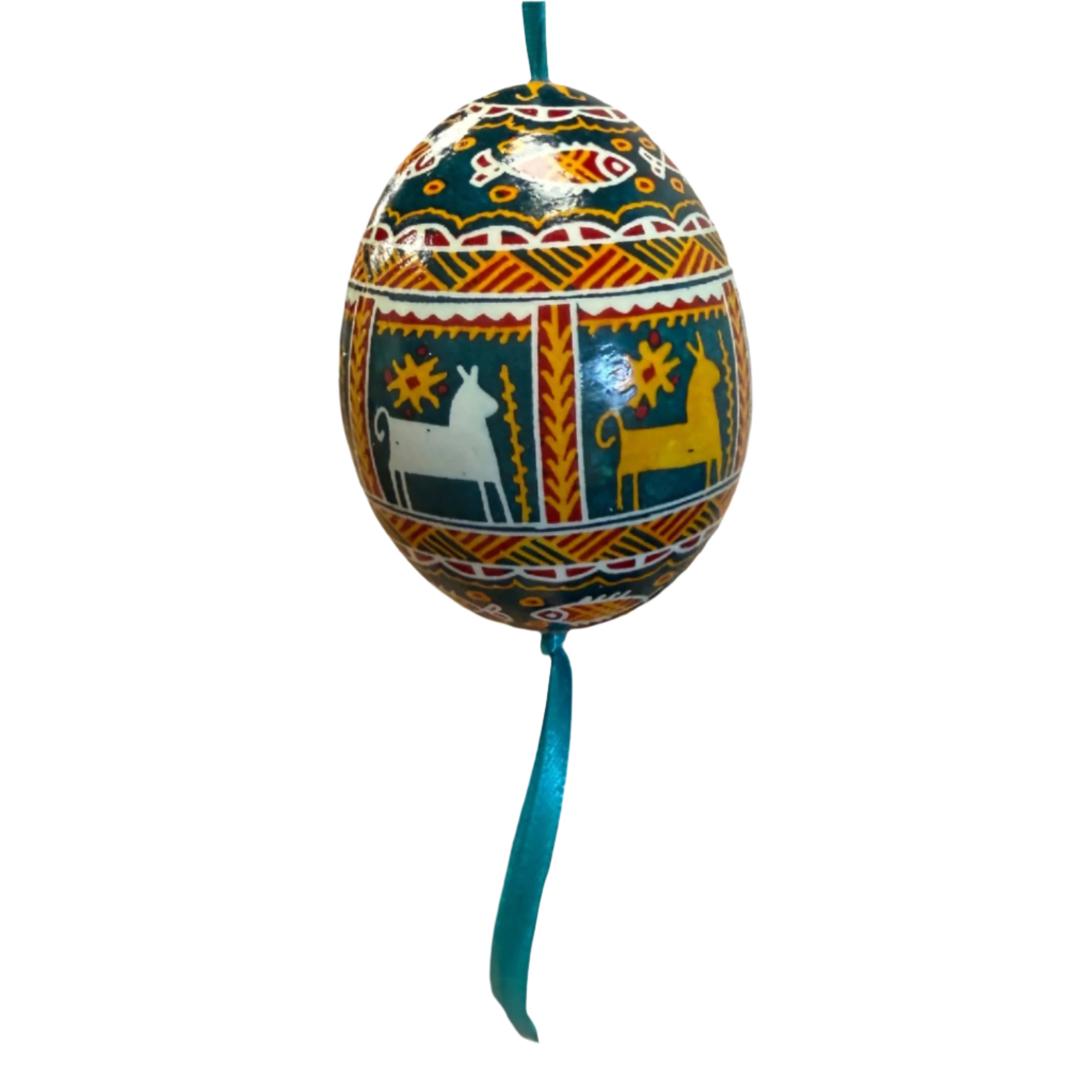 Hand Painted Pysanka Green Easter Egg Ukraine