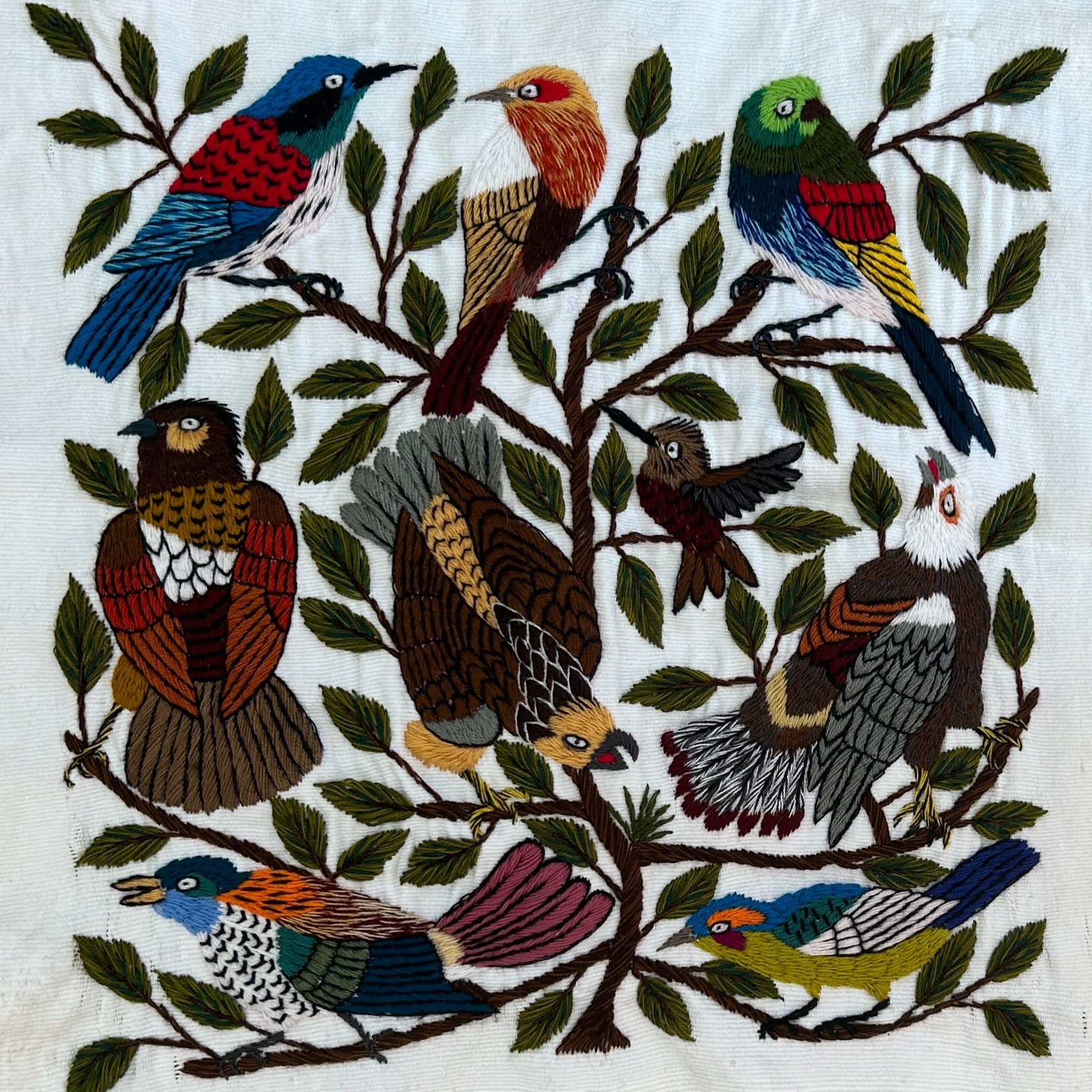 Eagles Hand Embroidery on Cotton Guatemala (15" x 15")