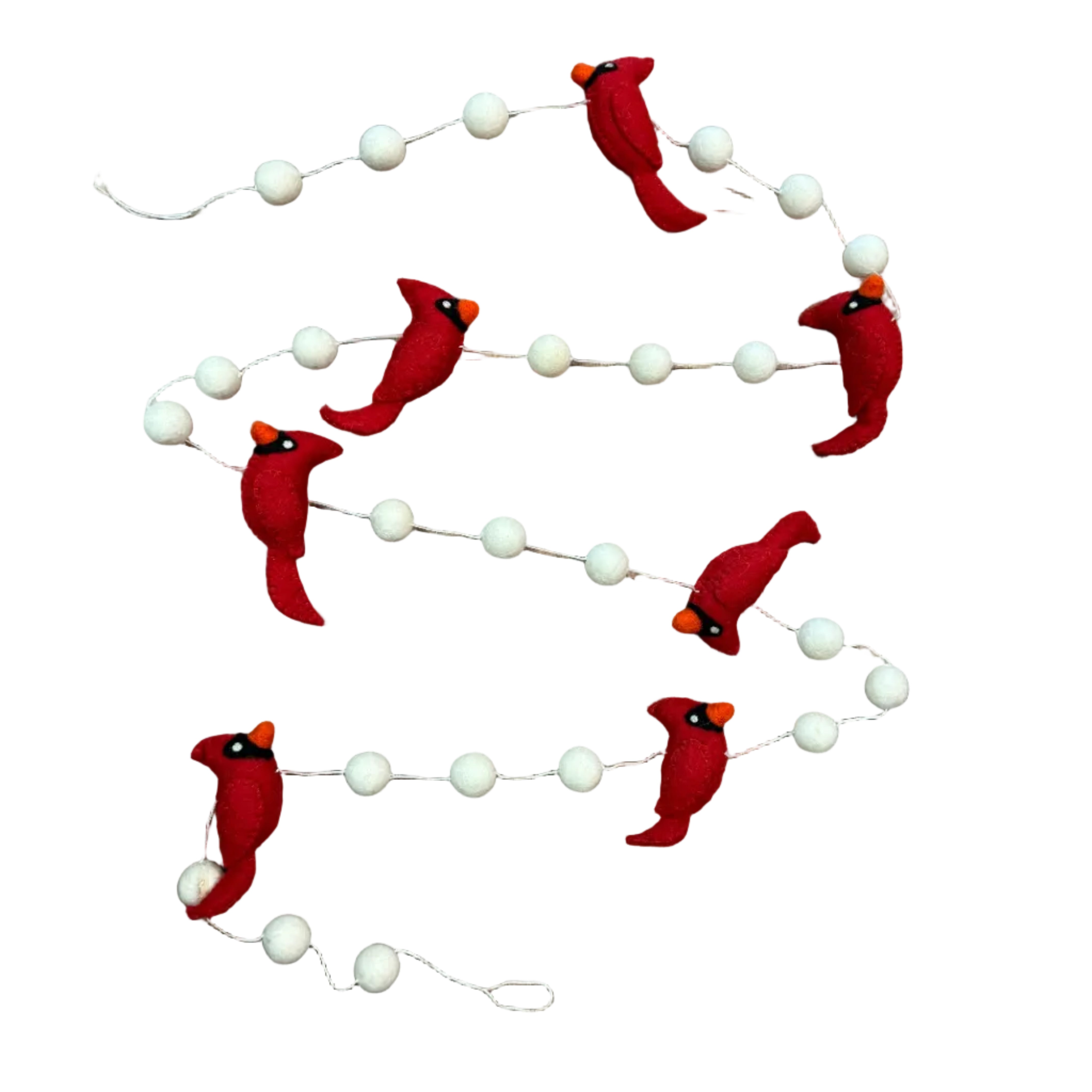 Handmade Cardinal Felt Garland Nepal