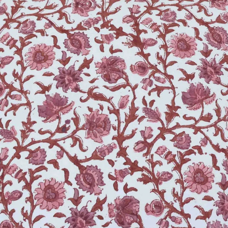 Block Printed Rose Garden Pillow India (20x20)
