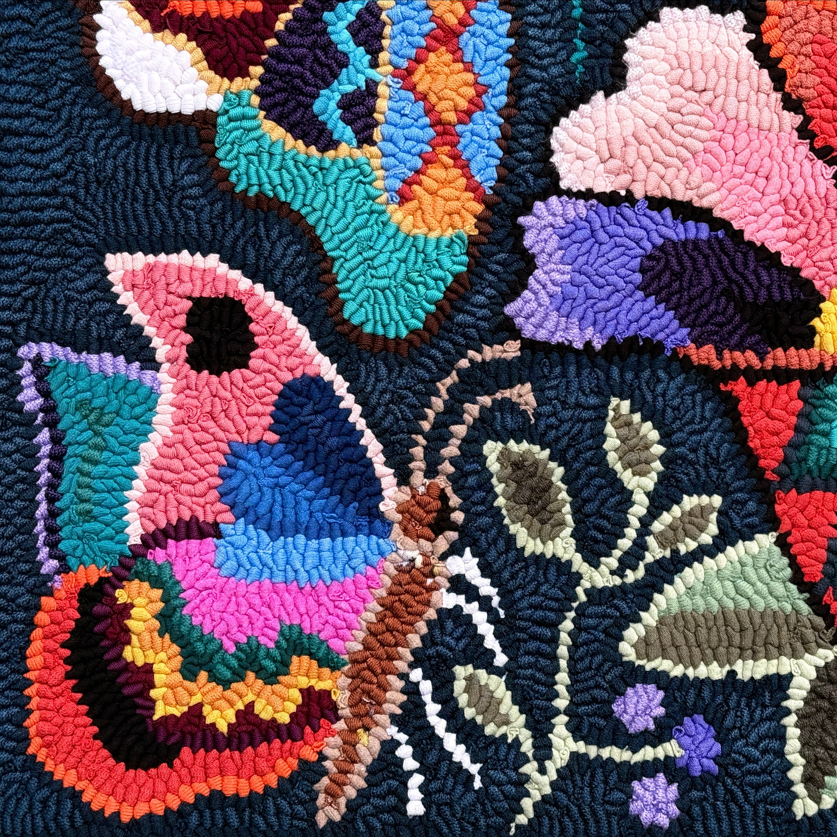 Small Butterfly Handmade Hooked Rug Recycled Clothing Guatemala