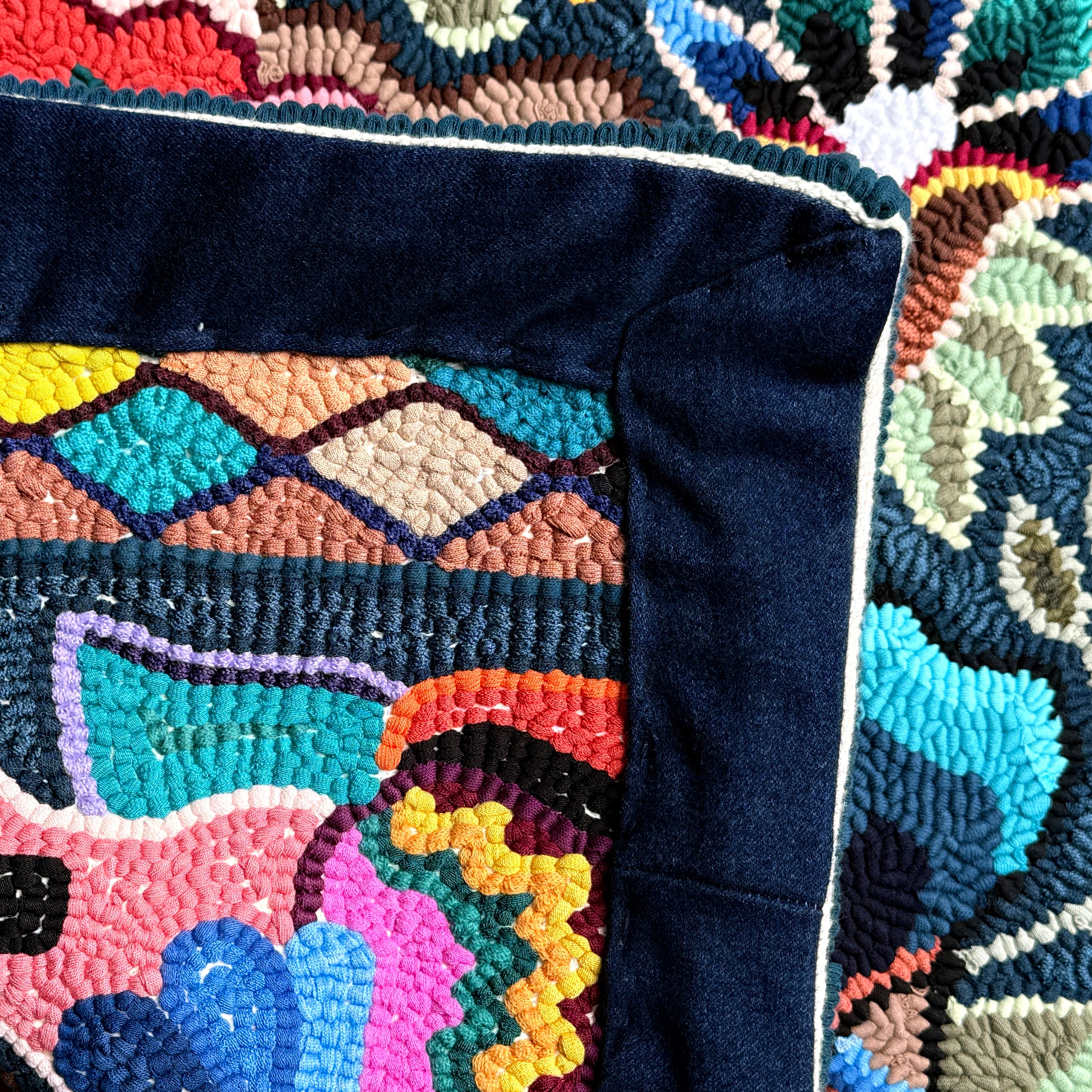 Small Butterfly Handmade Hooked Rug Recycled Clothing Guatemala