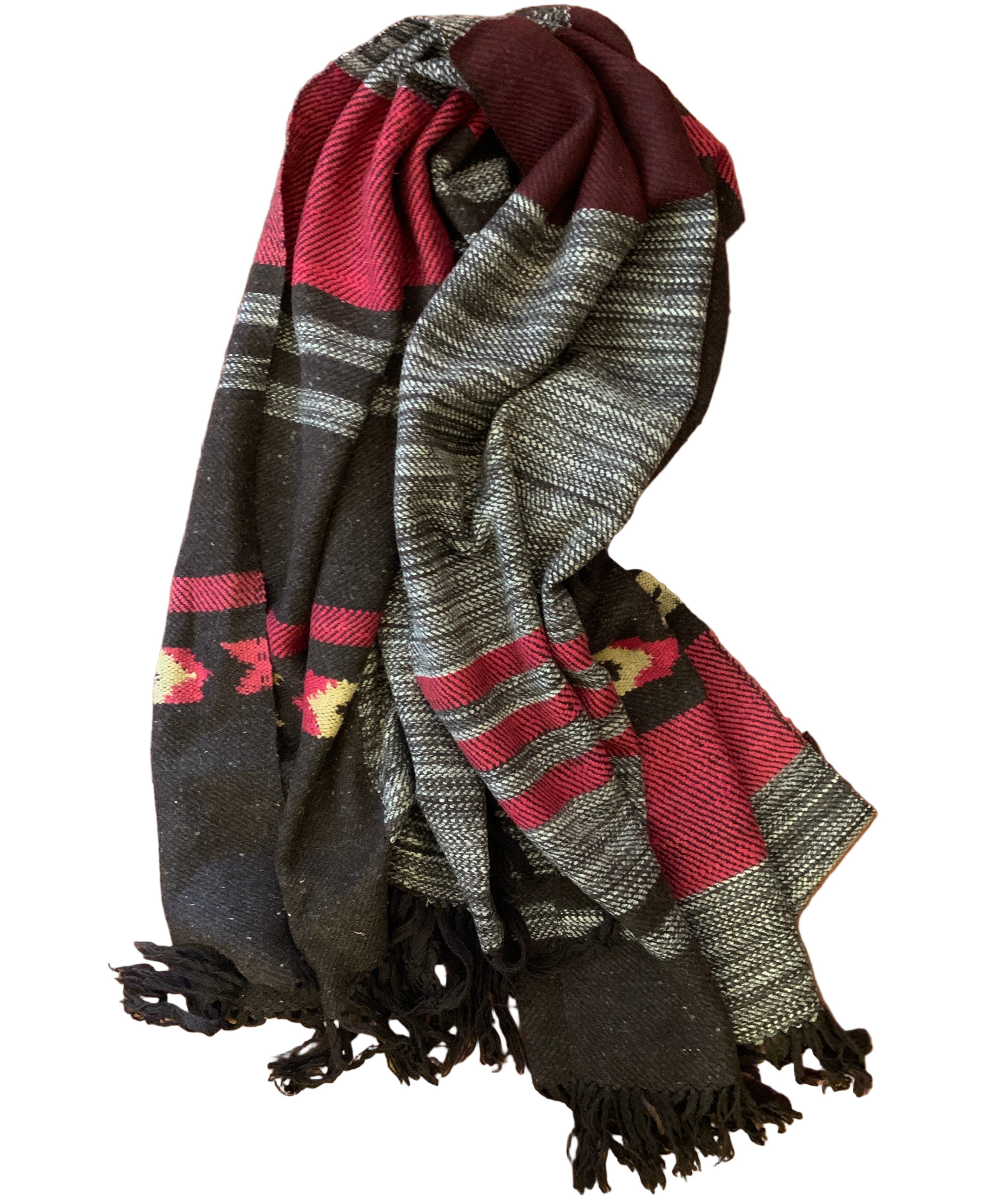 Handwoven Himalayan Wool Raspberry Throw India