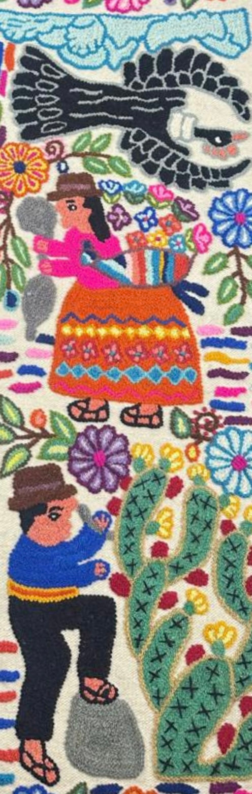 Handwoven Hand Embroidered Wool Table Runner Peru - Story