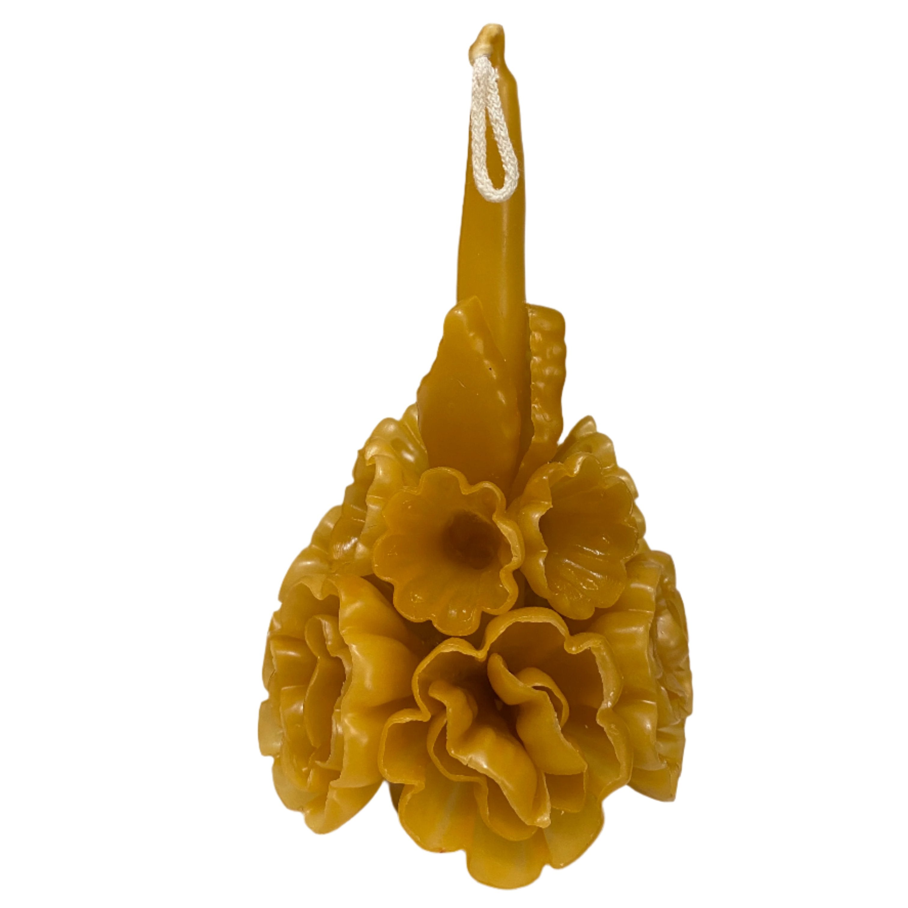 Handmade Beeswax Mustard Floral Candle Mexico
