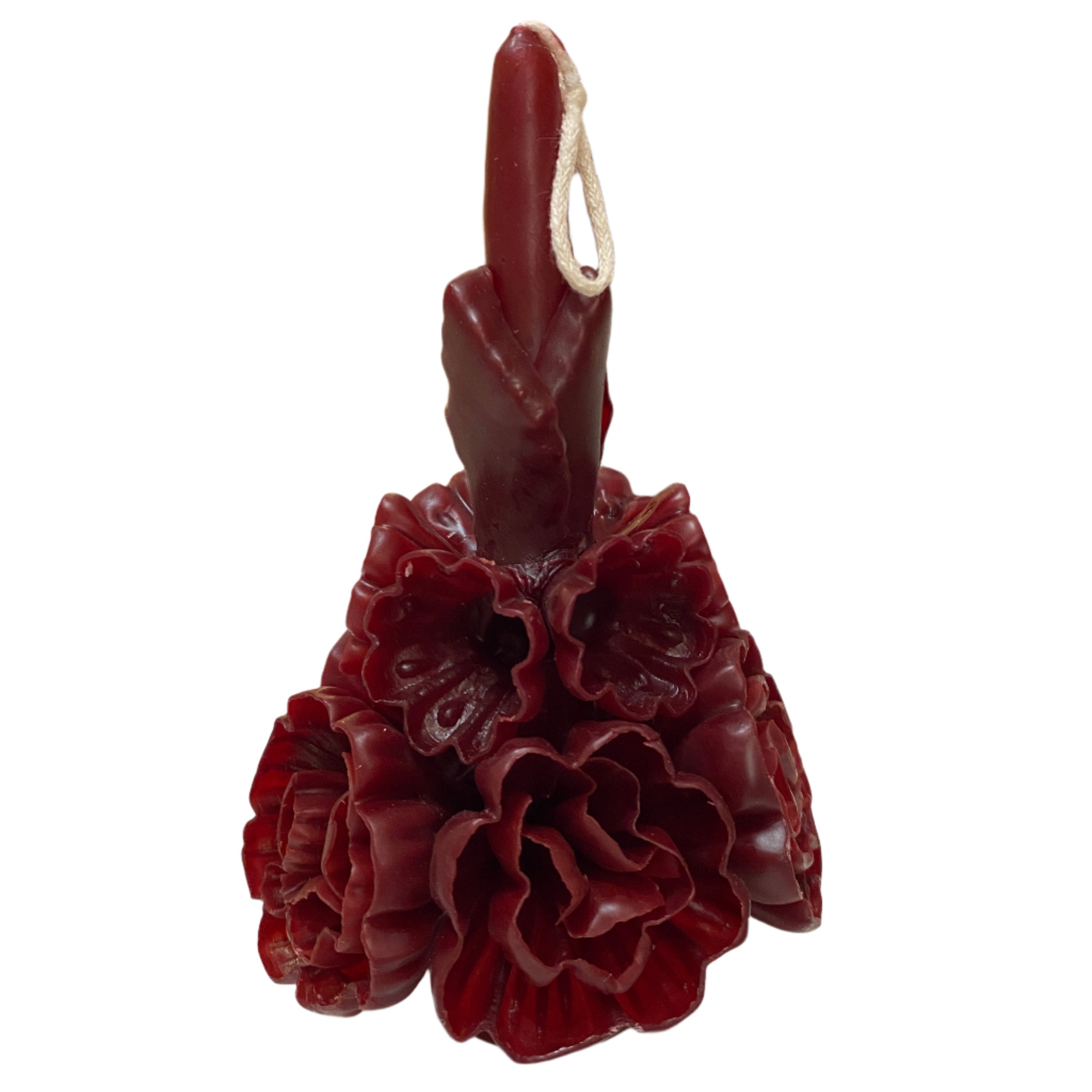 Handmade Beeswax Floral Candle Mexico - Small Wine