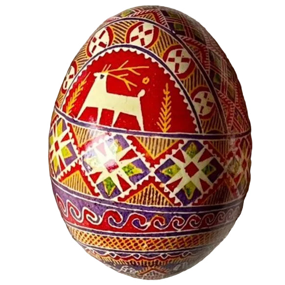 Hand Painted Pysanka Red Easter Egg Ukraine