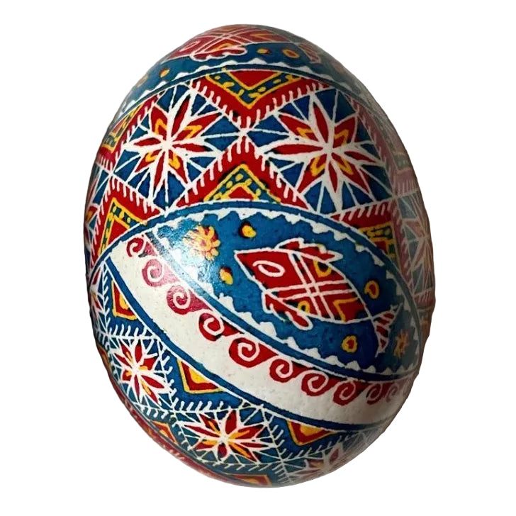 Hand Painted Pysanka Dark Blue Fish Easter Egg Ukraine