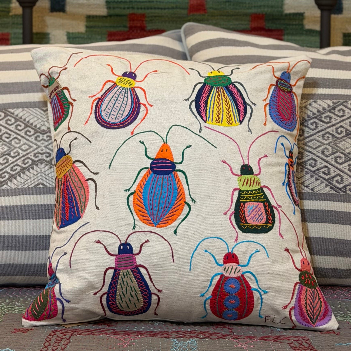 Embroidered Insect Pillow South Africa - H