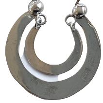 Handmade Traditional Large Double Hoop Silver Earrings Guatemala