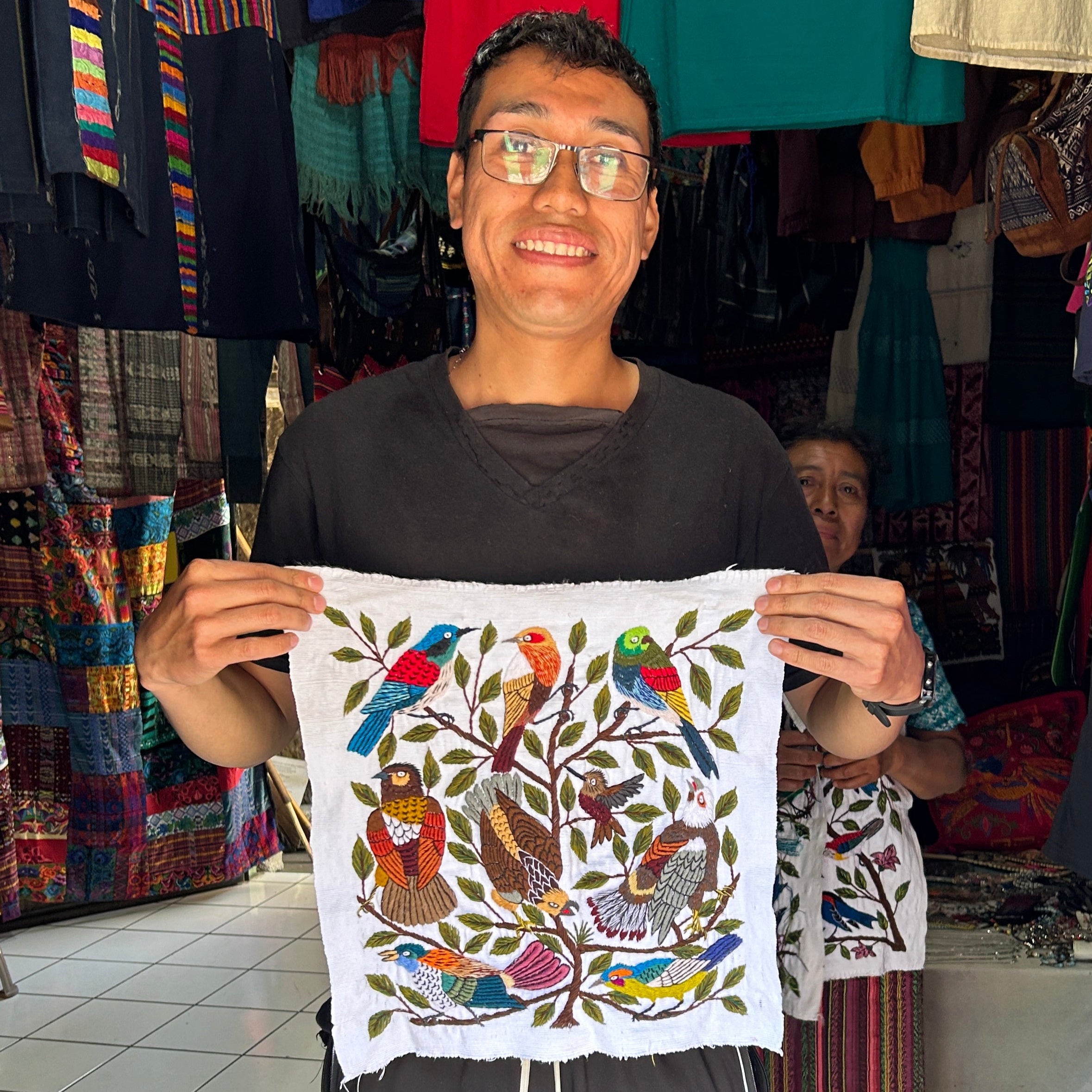 Eagles Hand Embroidery on Cotton Guatemala (15" x 15")