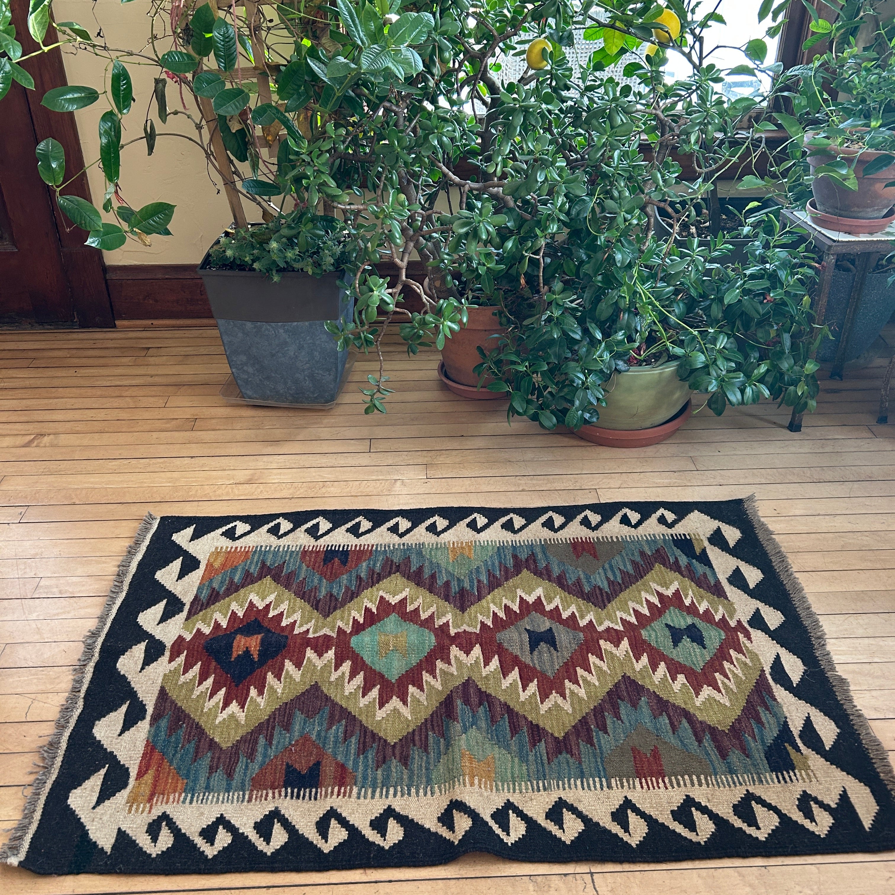 Handwoven Wool Kilim Small Rug Afghanistan (31x48) - 054