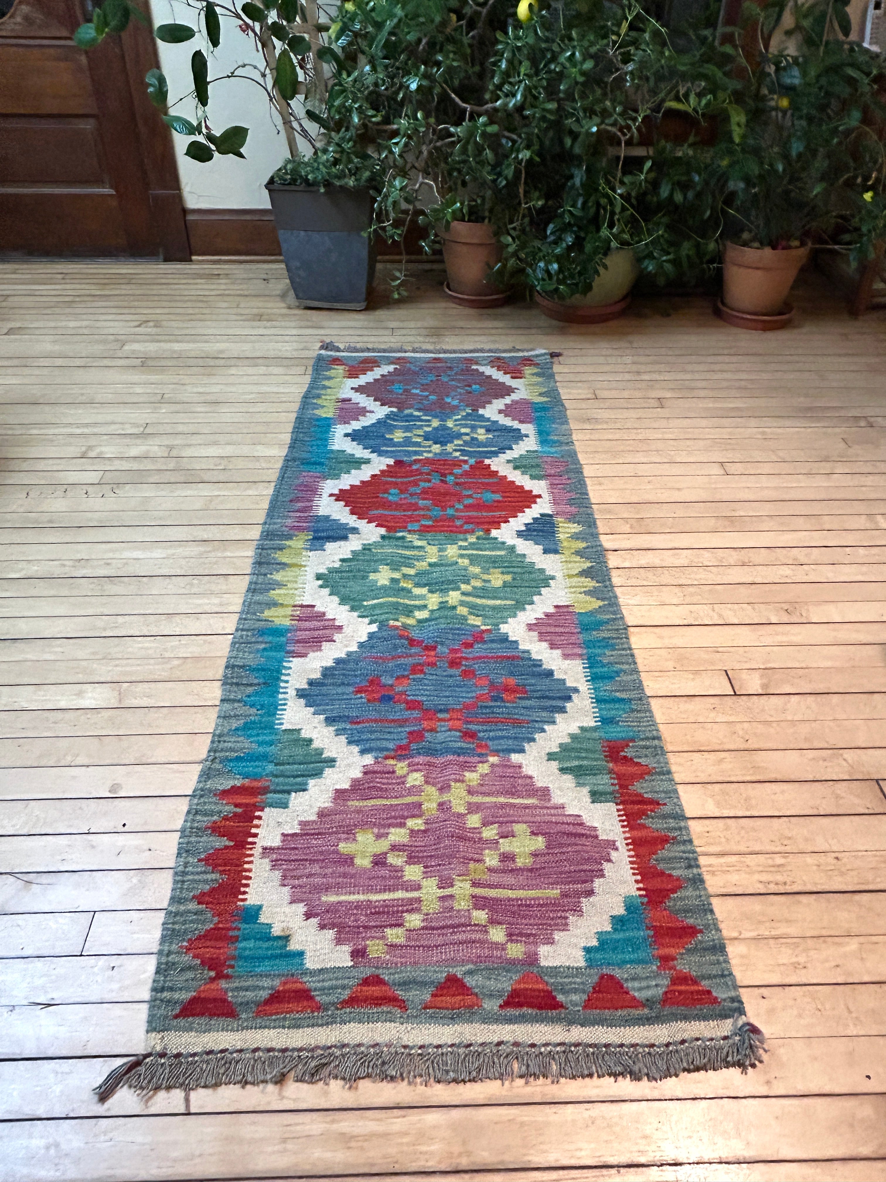 Handwoven Wool Kilim Runner Afghanistan (2x6) - K0446
