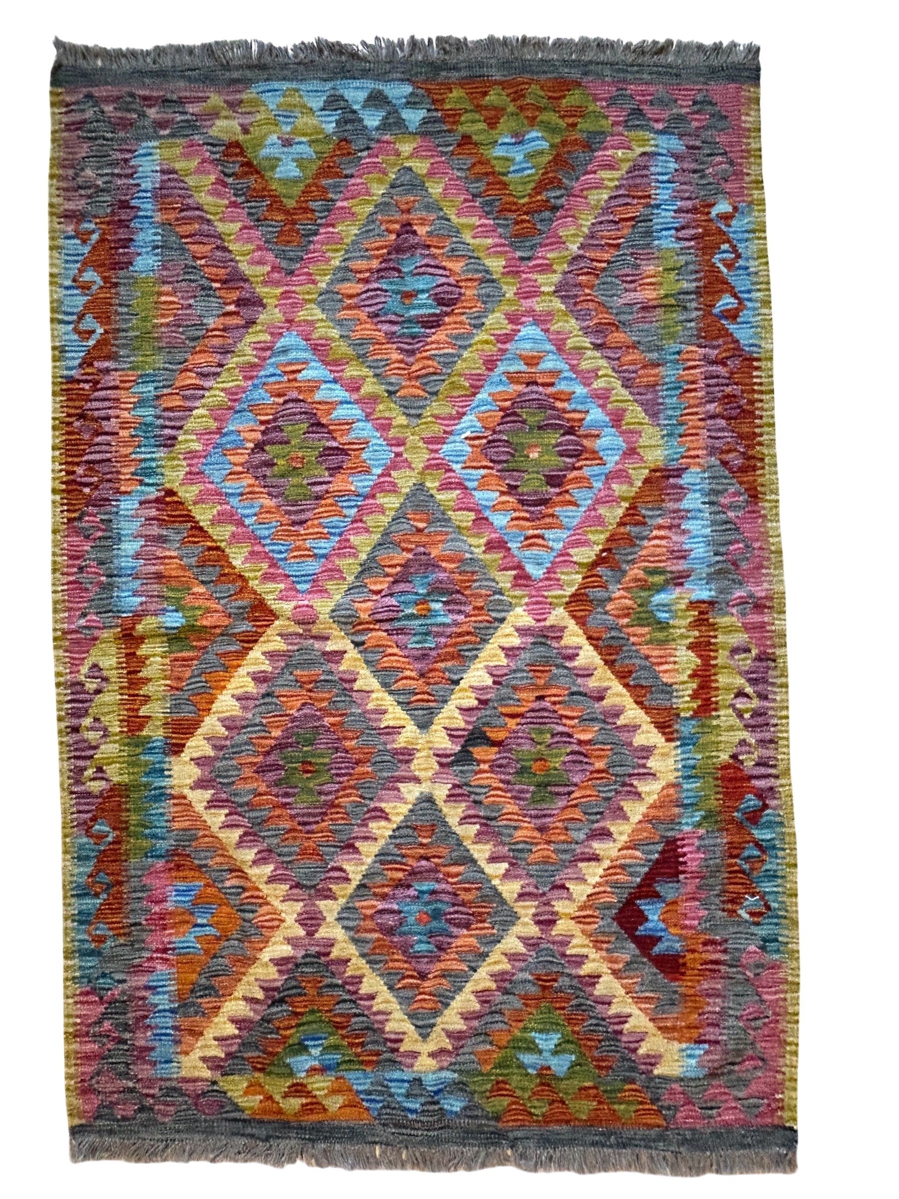 Handwoven Wool Kilim Medium Rug Afghanistan (4x6) - K0615