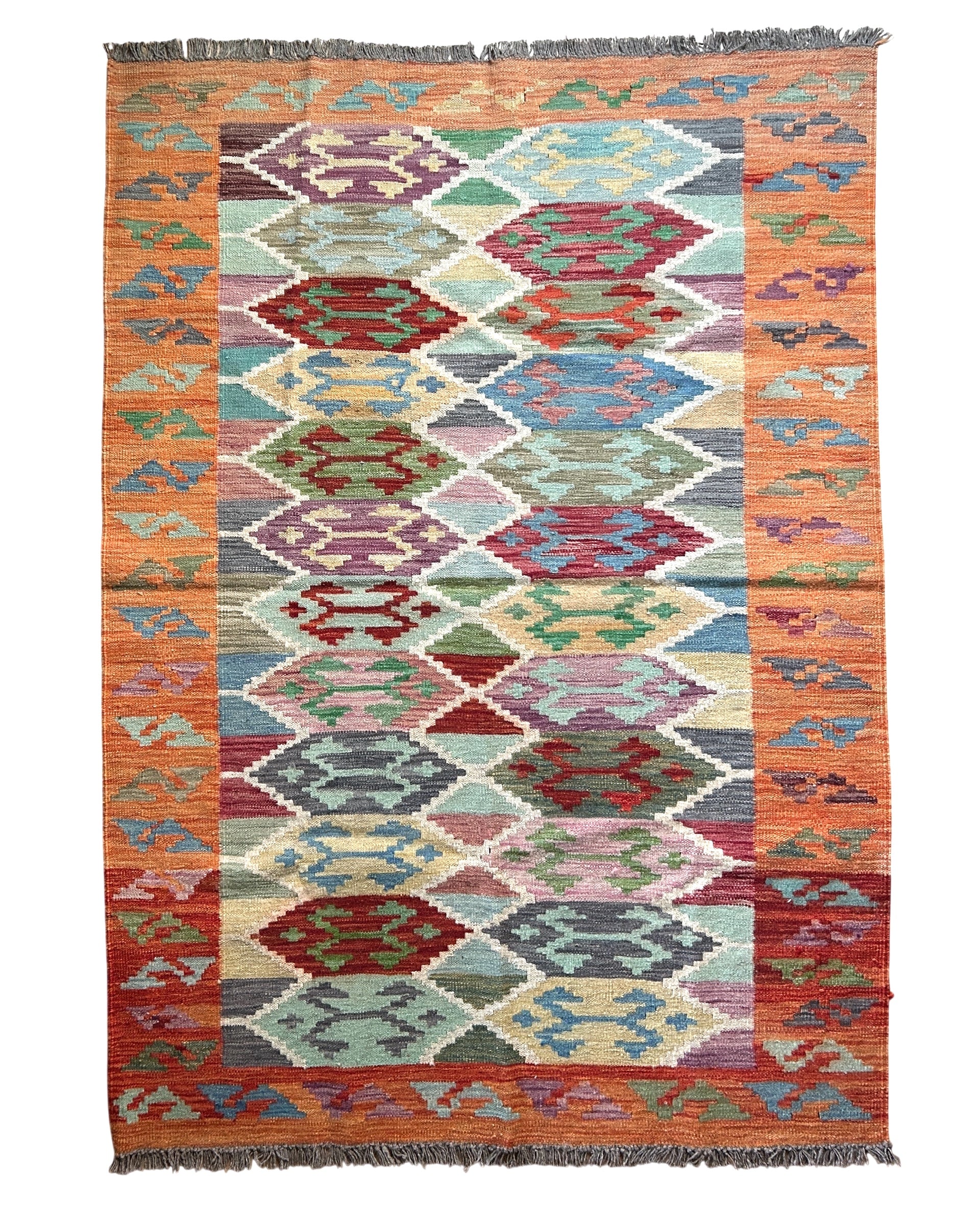 Handwoven Wool Kilim Medium Rug Afghanistan (4x6) - K0617
