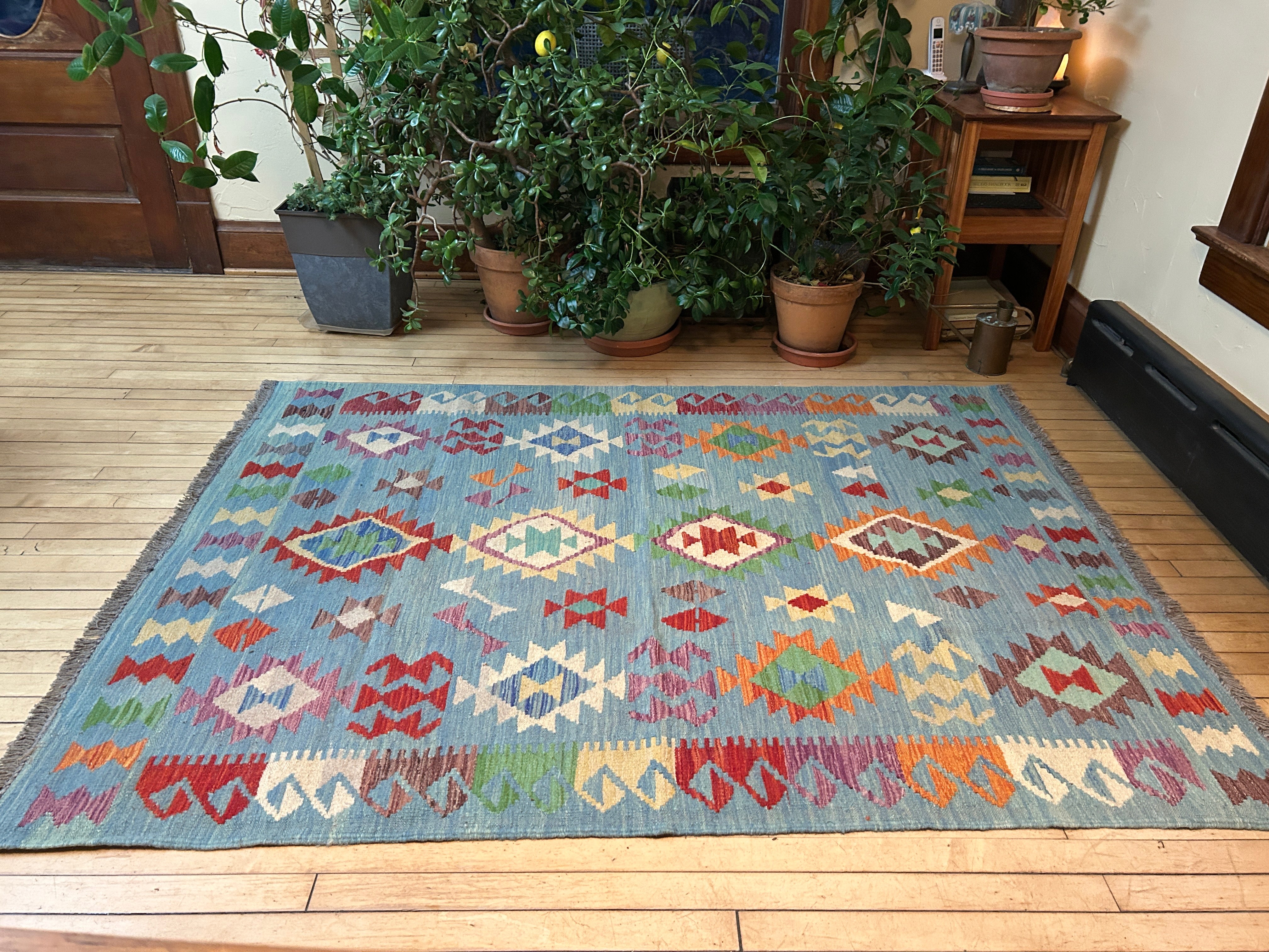 Handwoven Wool Kilim Large Rug Afghanistan (5x7) - K0707