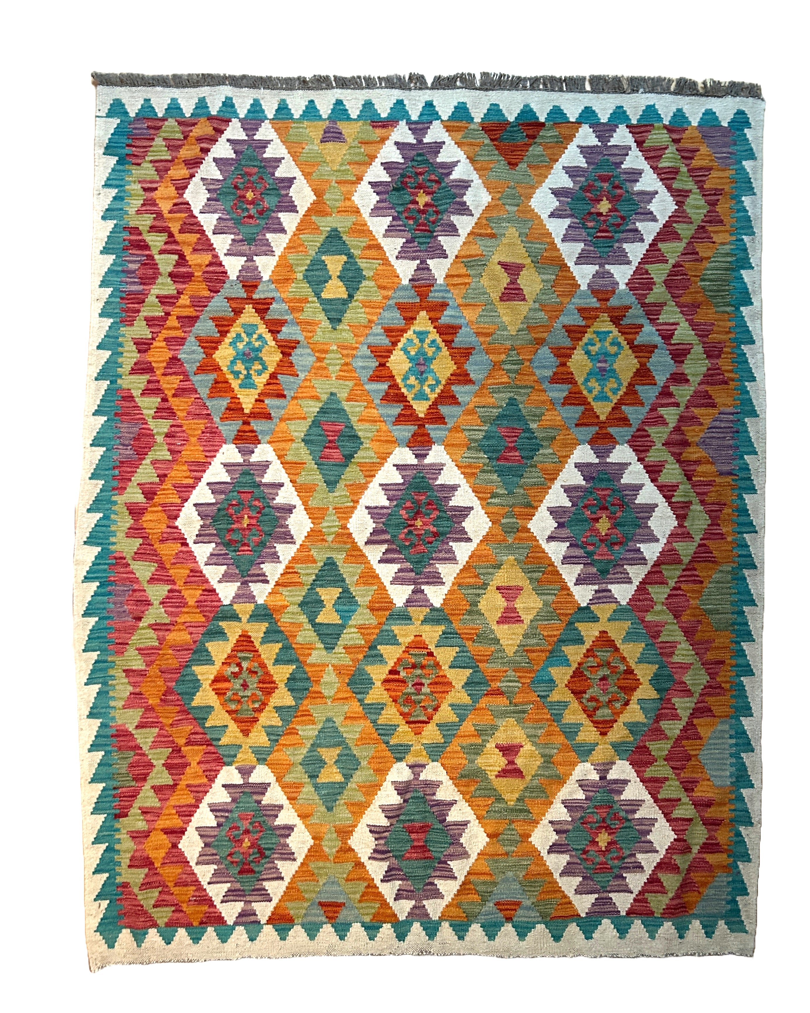 Handwoven Wool Kilim Large Rug Afghanistan (5x7) - K0709