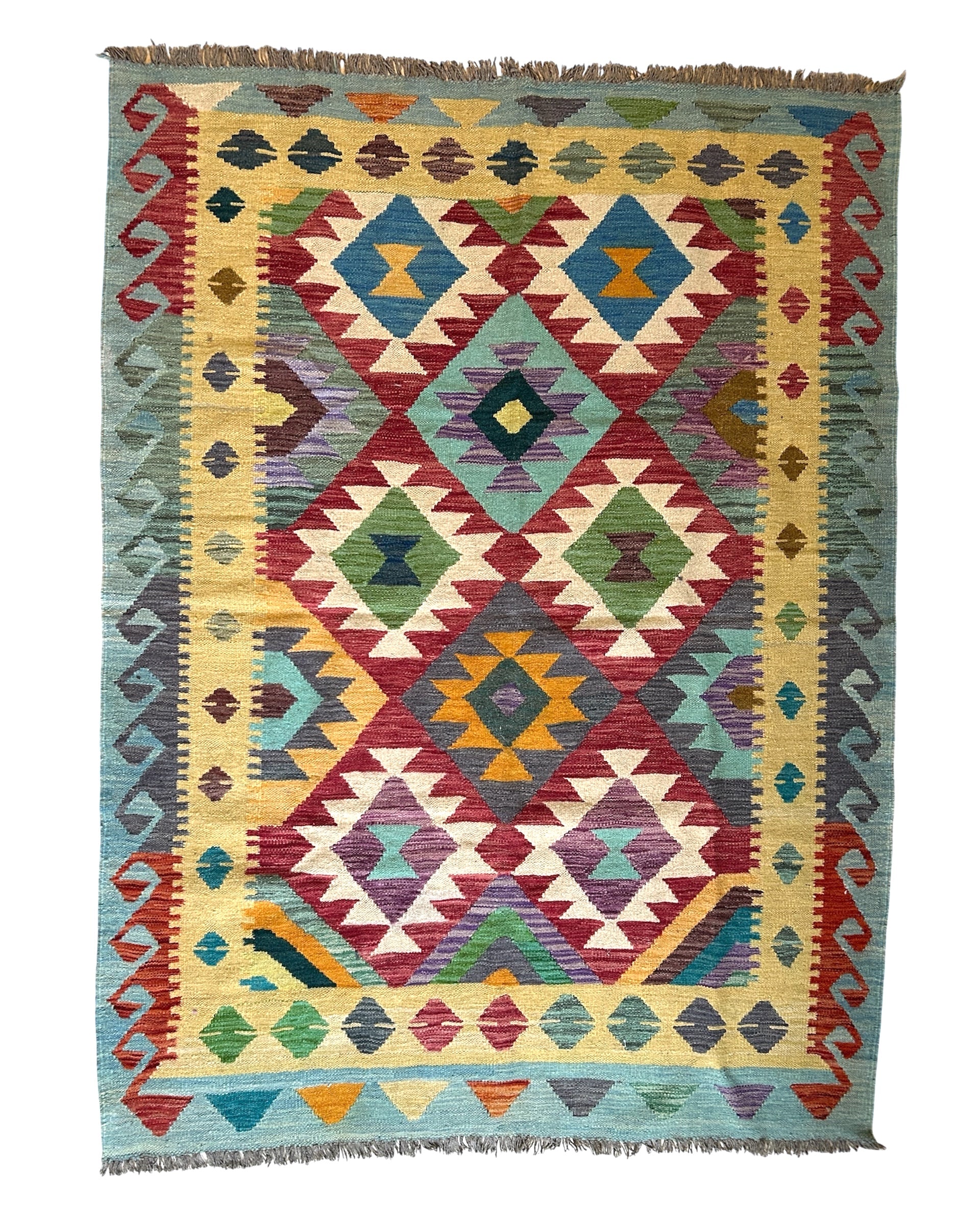 Handwoven Wool Kilim Large Rug Afghanistan (5x7) - K0713