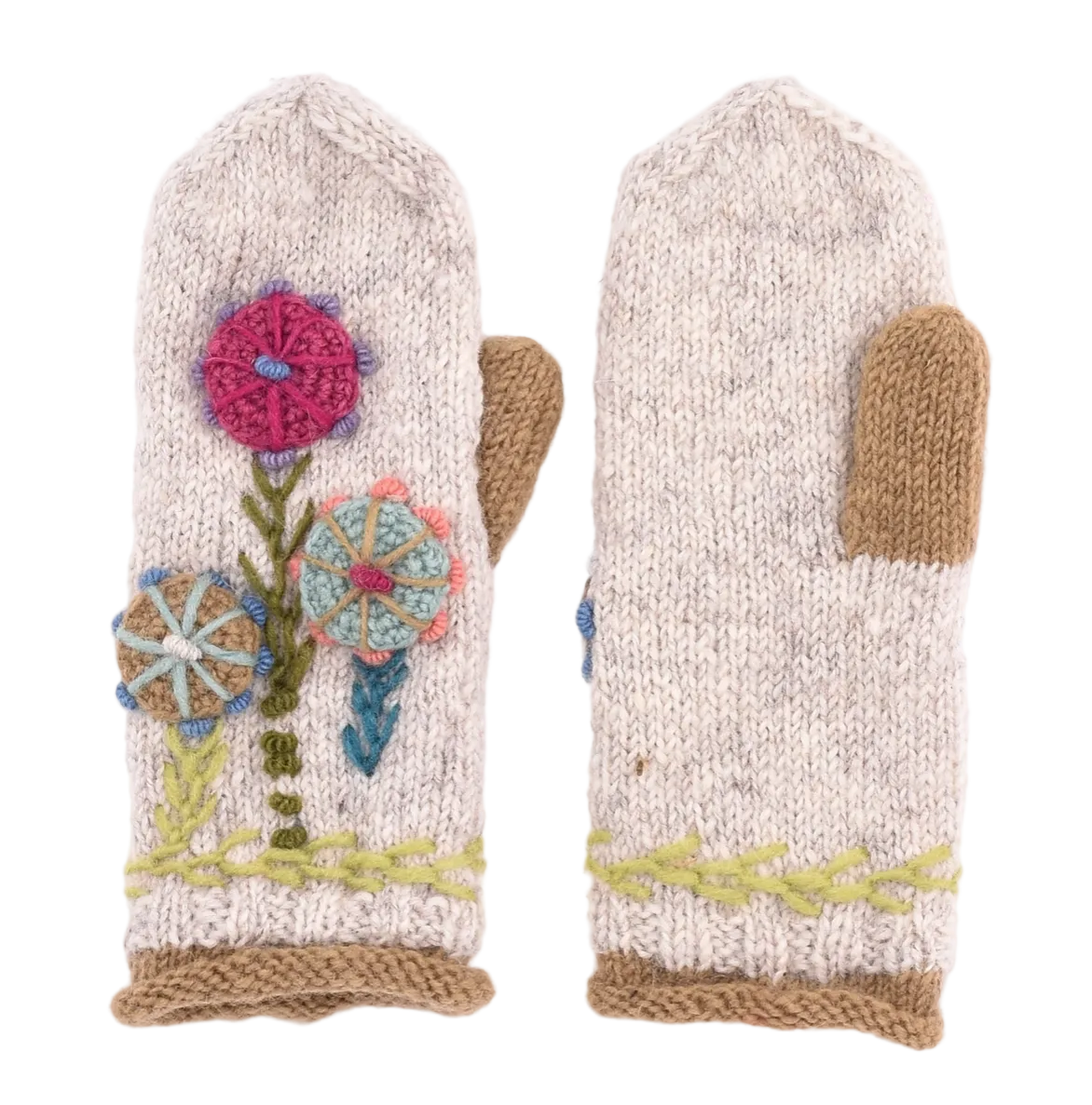 Wool Knit Natural Mitten Nepal