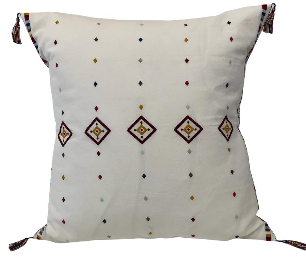 Hand Embroidered Cotton Pillow Mexico (20" x 20")