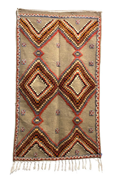 Handwoven Tapestry and Pile Wool Rug Morocco