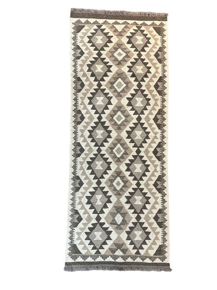 Handwoven Wool Kilim Runner Rug  Afghanistan 29x77 - 24004