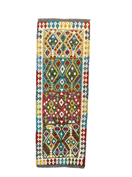 Handwoven Wool Kilim Runner Rug  Afghanistan 31x84 - 24006