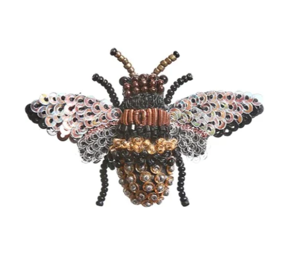 Embroidered & Beaded Brooch - Honey Bee