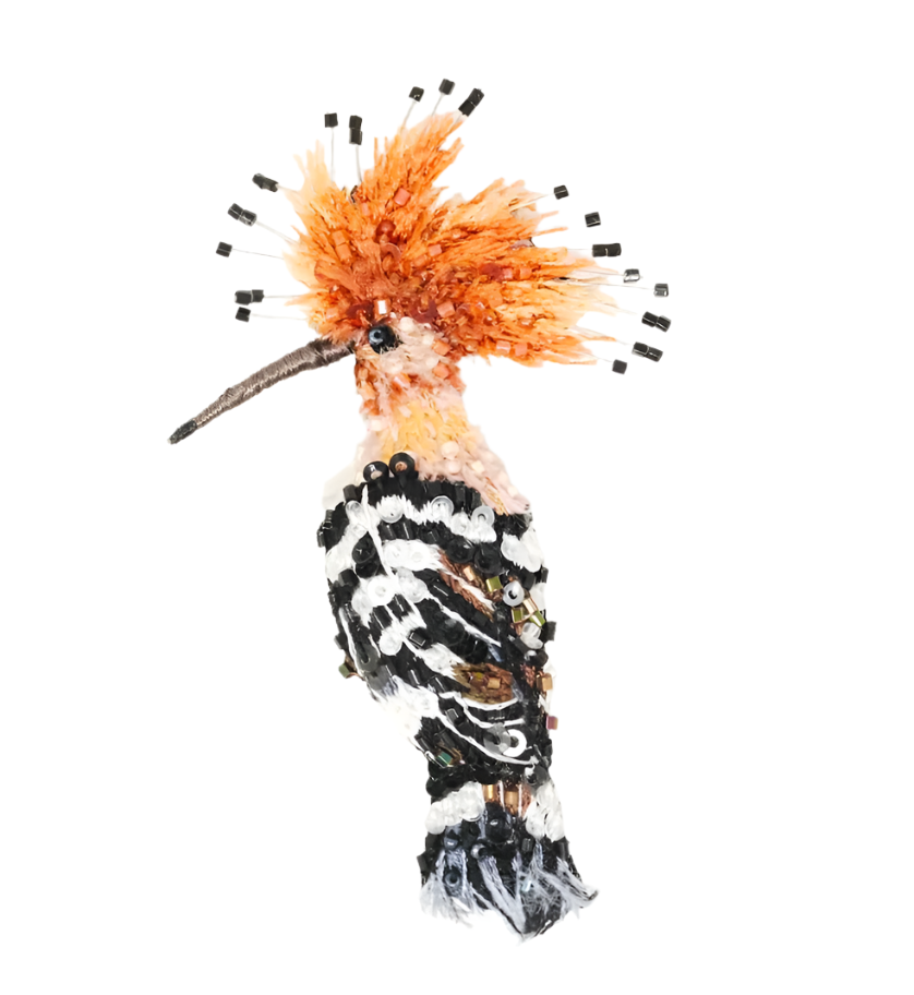 Embroidered & Beaded Brooch - Eurasian Hoopoe