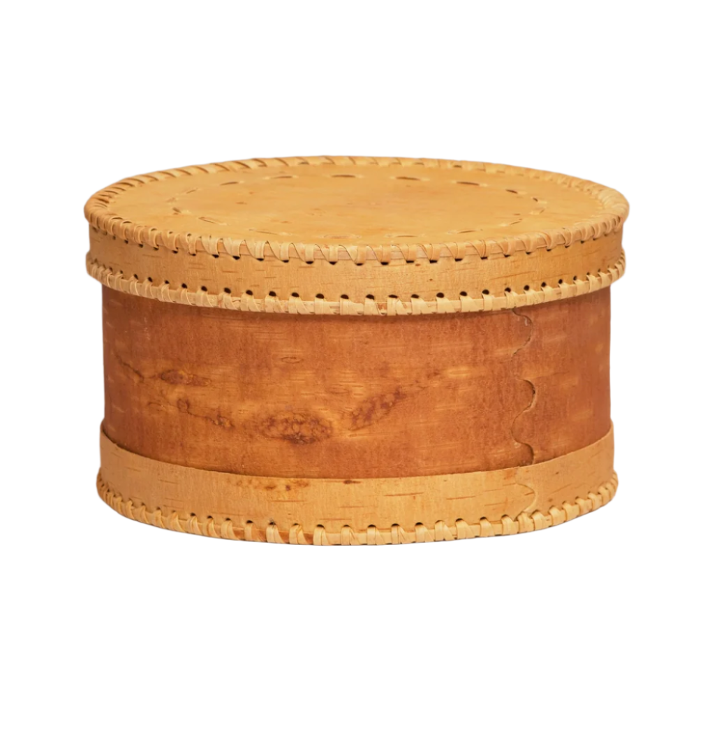 Handmade Birch Bark Small Round Box Siberia
