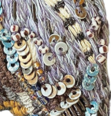 Embroidered & Beaded Brooch - Southern White Faced Owl