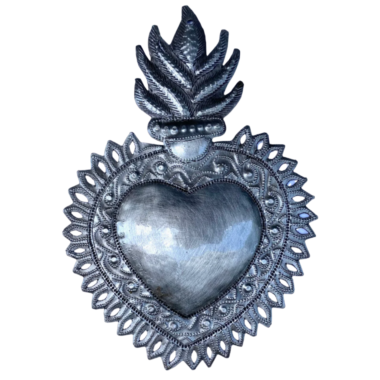 Handmade Hammered Sacred Heart Haiti 7"x 10"