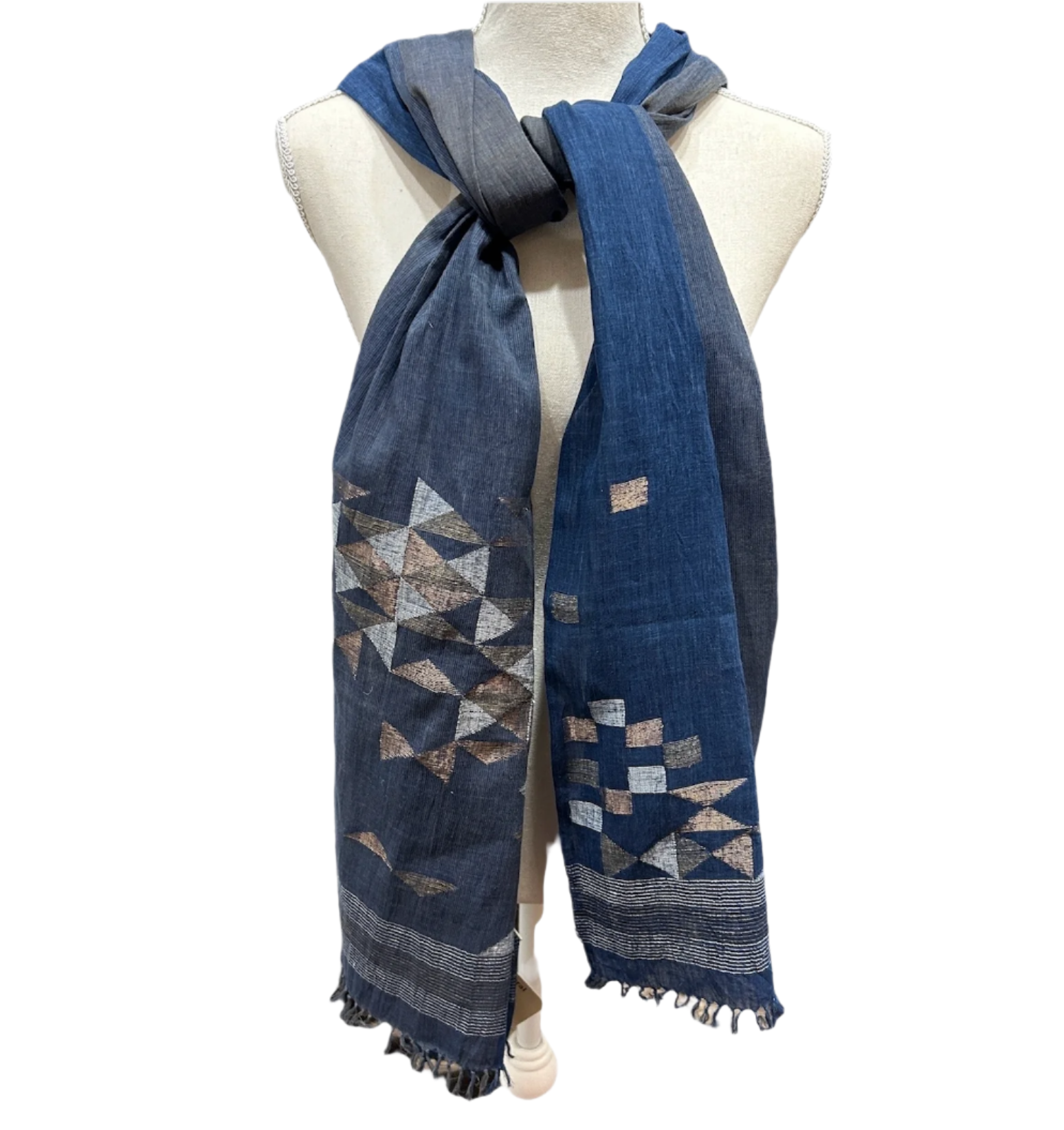 Handwoven Jamdani Small Square Cotton Scarf India