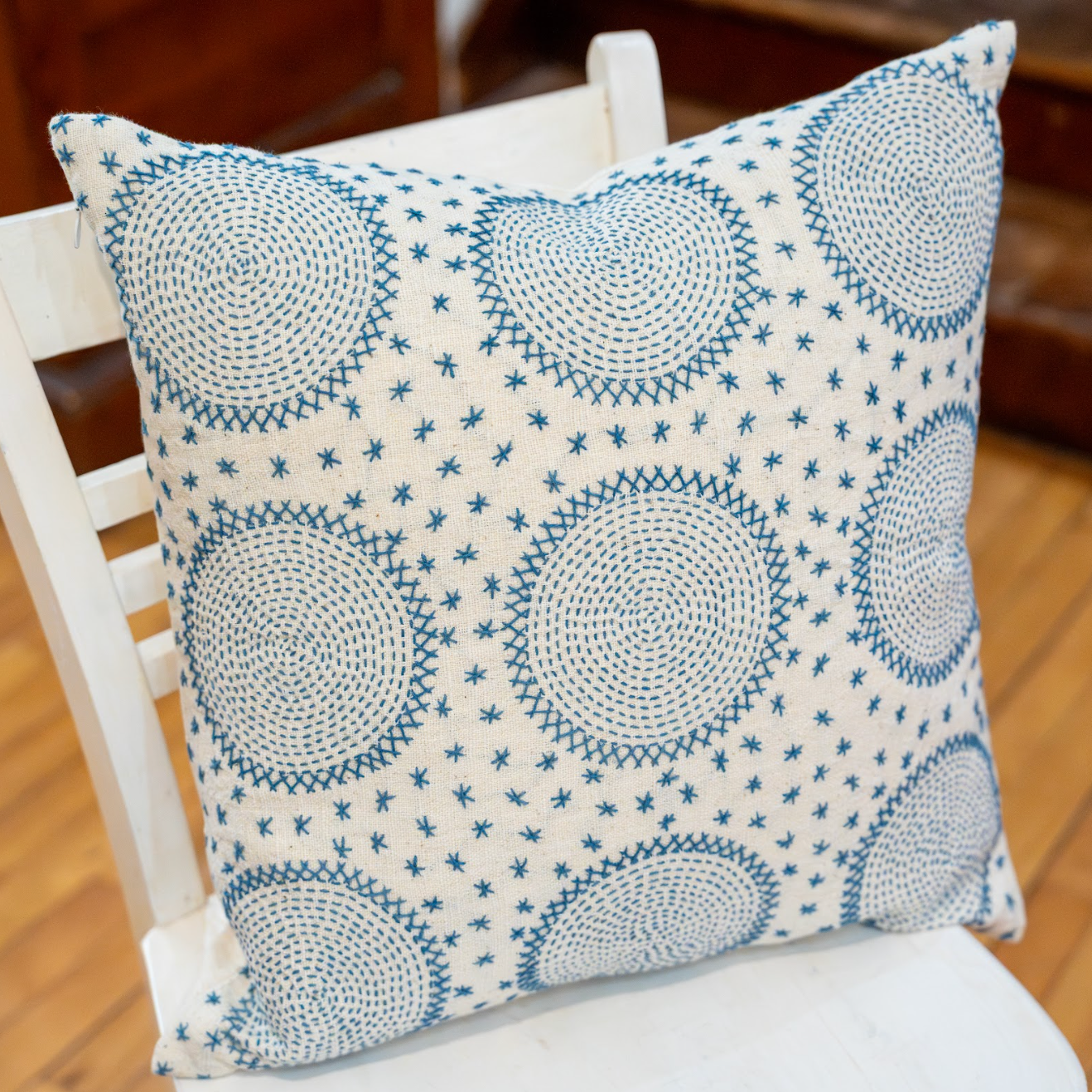 Handwoven Doi Saket Sundial Cotton Pillow Laos-Thailand (18x18)