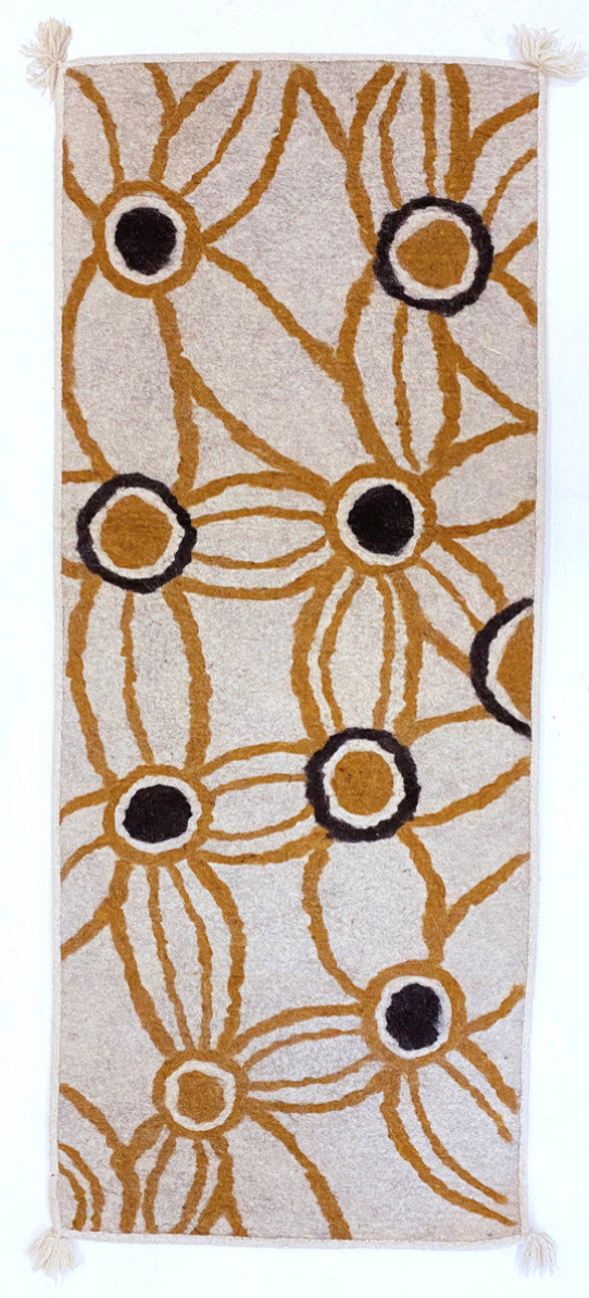 Handmade Wool Felt Runner Rug Floral Afghanistan (30x72)