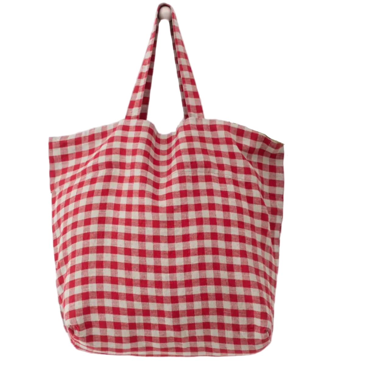 Linen Red Gingham Tote Bag Lithuania