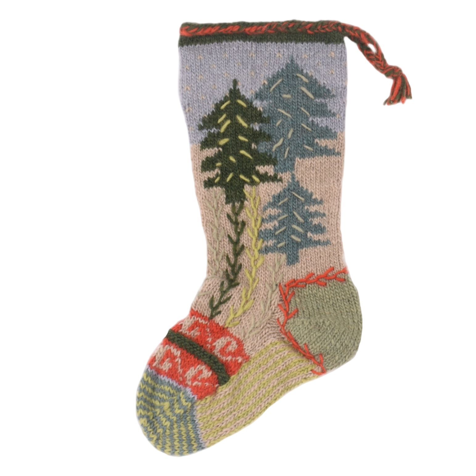 Wool Knit Christmas Pine Stocking Nepal
