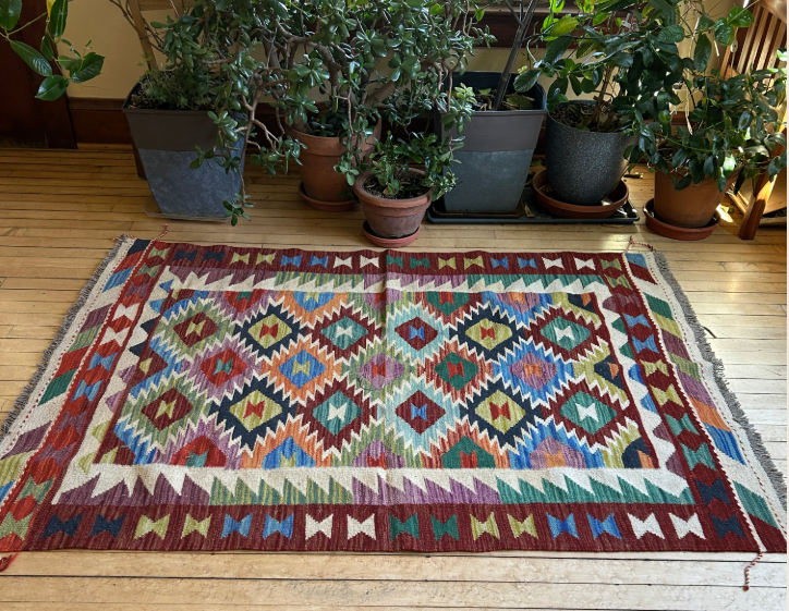 Handwoven Wool Kilim Medium Rug Afghanistan (4x6) - K0951